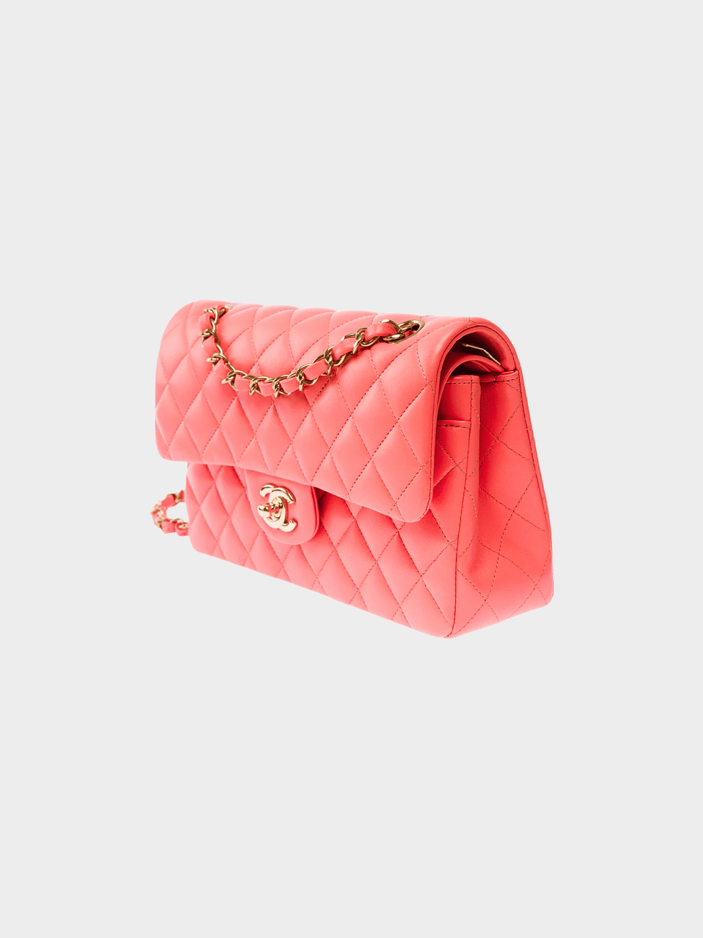 Chanel 2021 Coral Pink Caviar Quilted Flap Bag