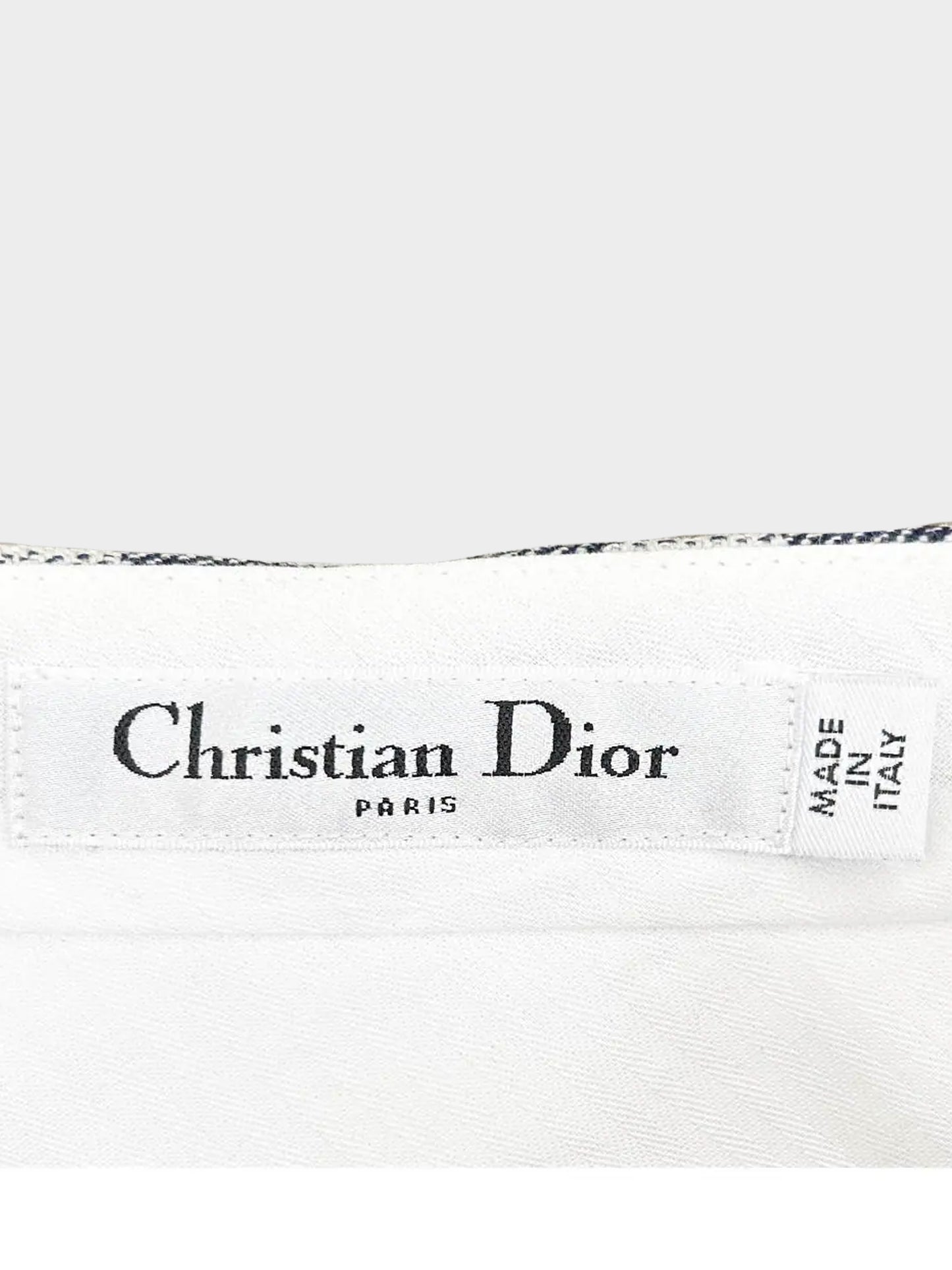 Christian Dior 2020s Navy and Cream Gingham Wool Skort