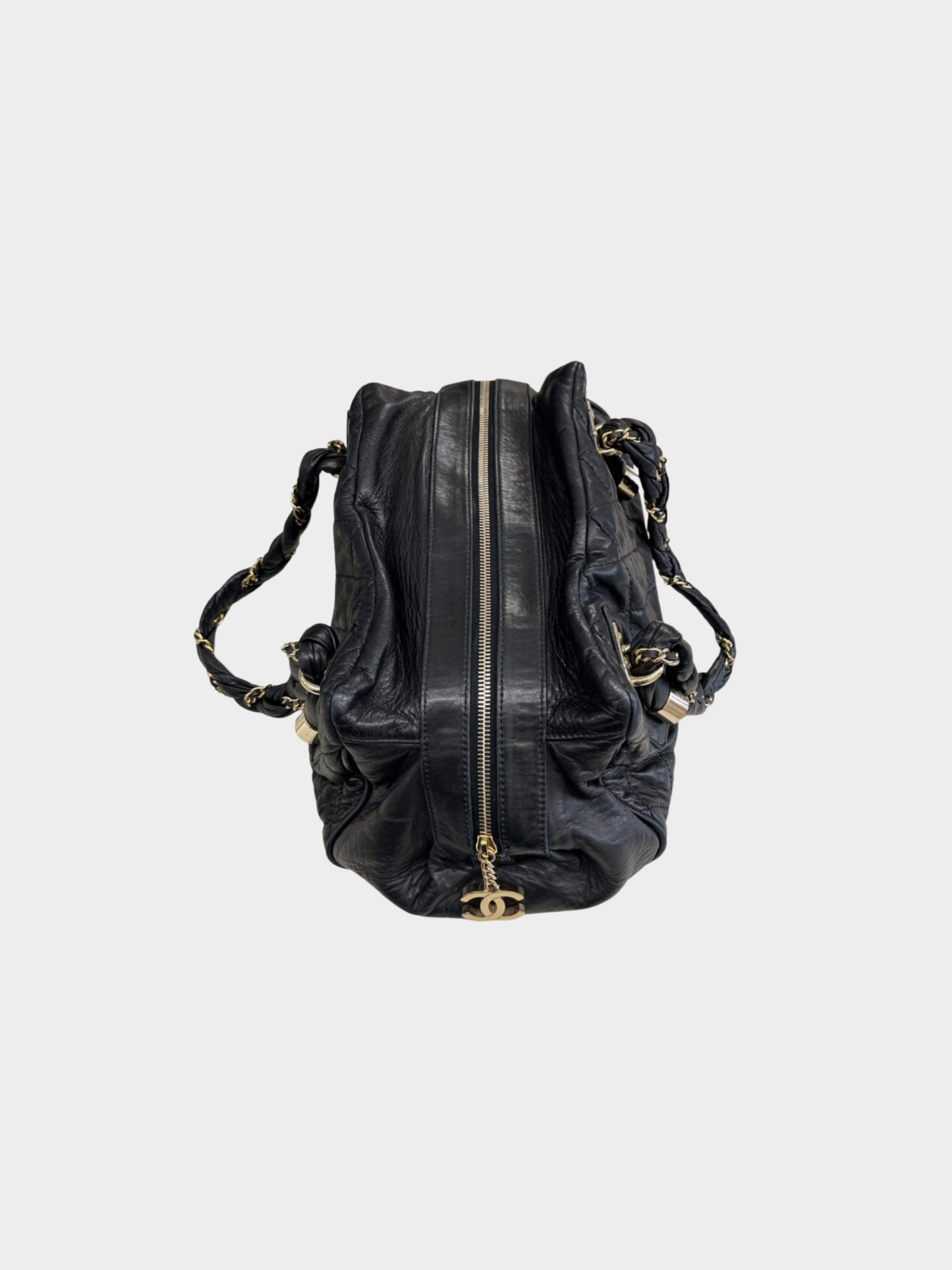 Chanel 2007 Black Quilted Leather Lady Braid Satchel Bag