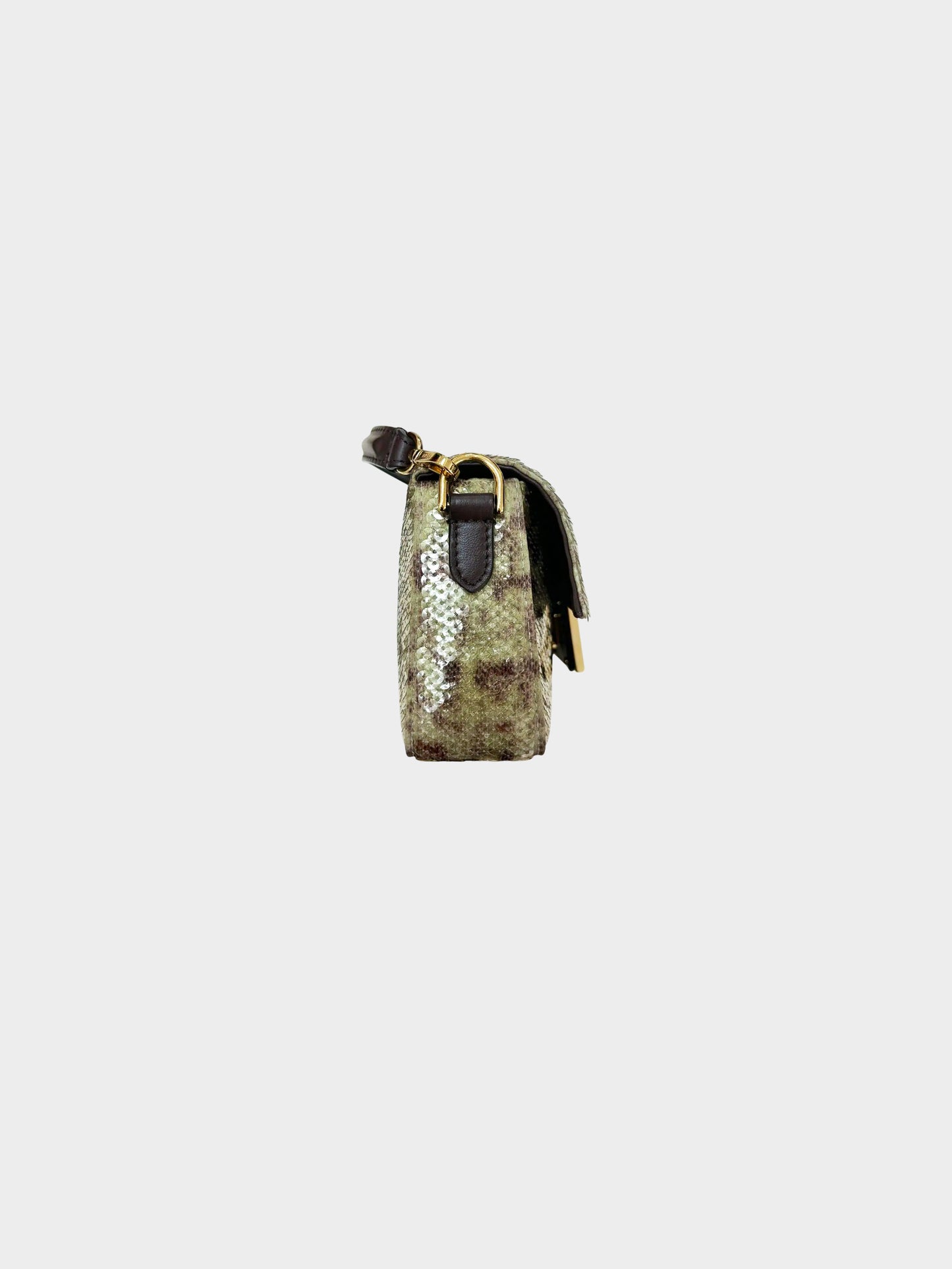 Fendi 2020s Karung Effect Sequin Mini Baguette