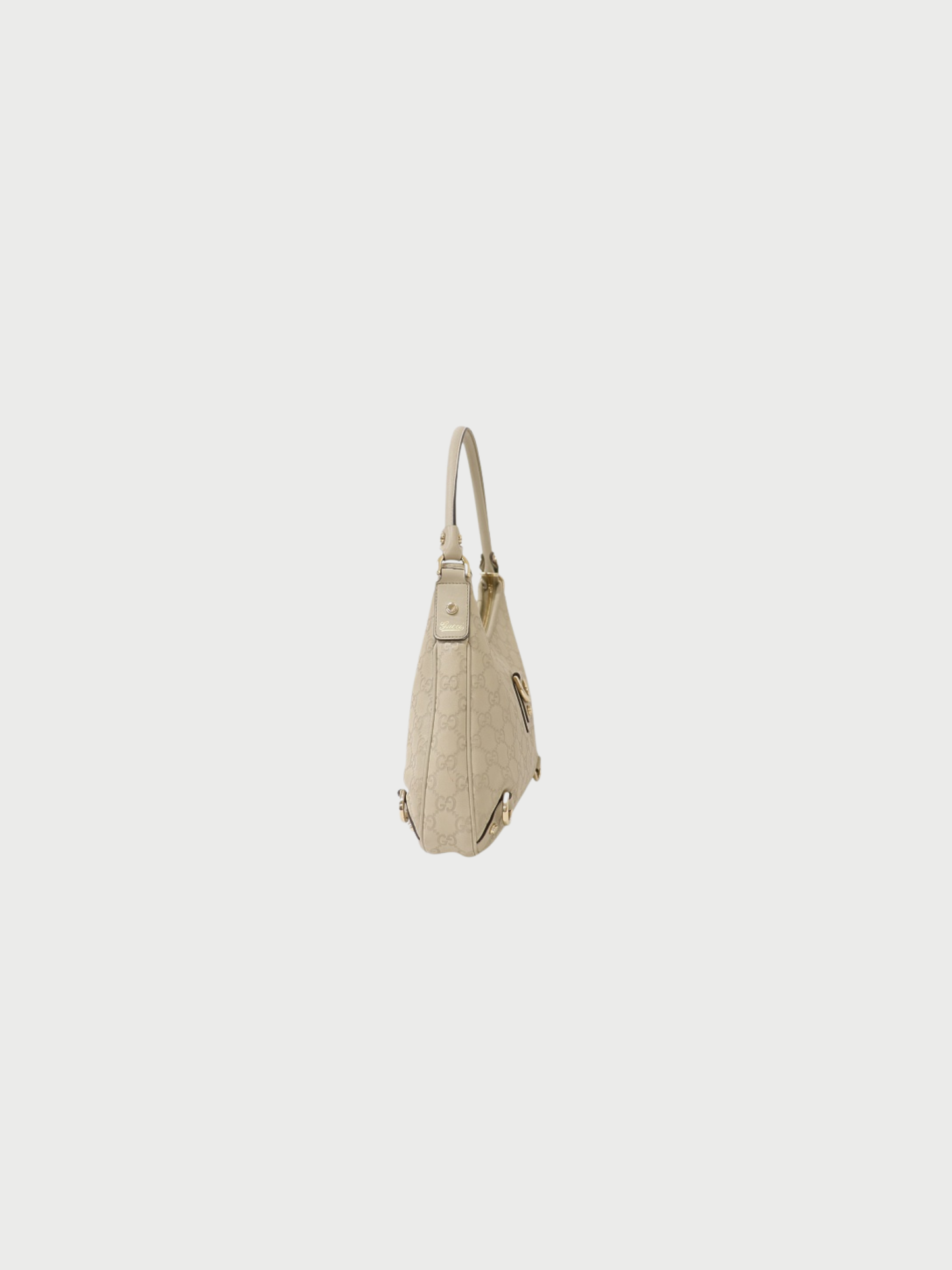 Gucci 2000s White Leather Abbey GG One-Shoulder Bag