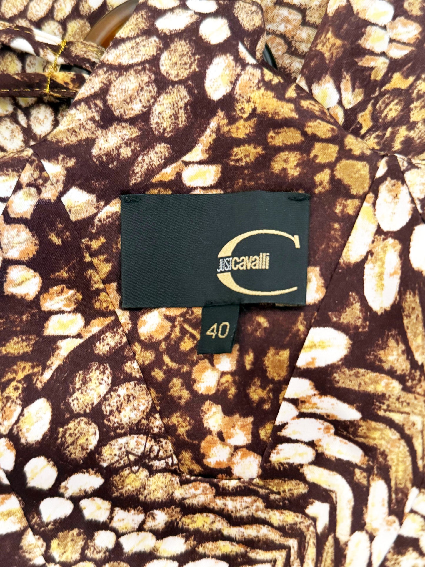 Roberto Cavalli 2000s Brown Silk Snakeskin Animal Print Slip Dress
