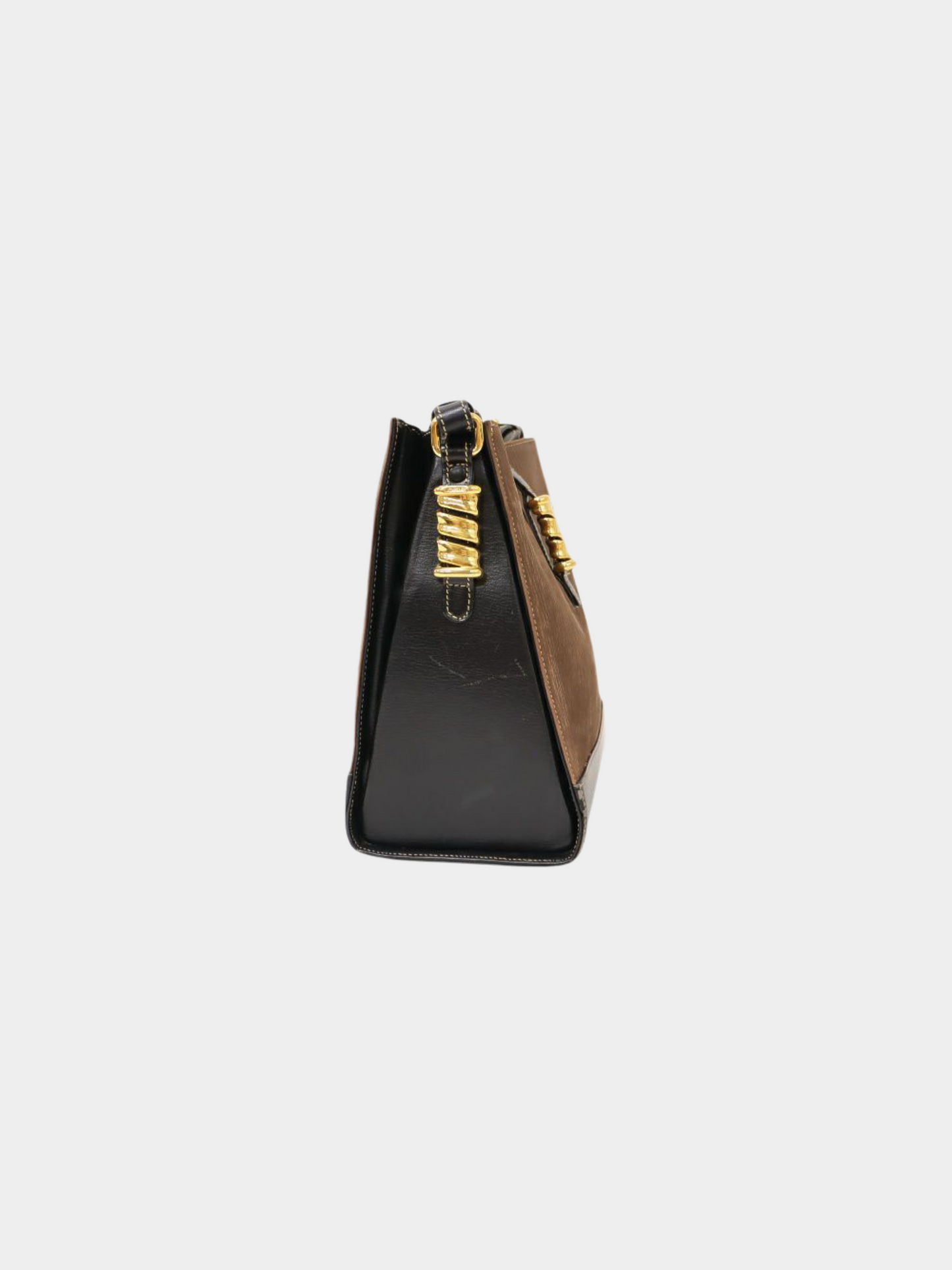 Loewe 2000s Brown Black Leather Suede Velazquez Shoulder Bag