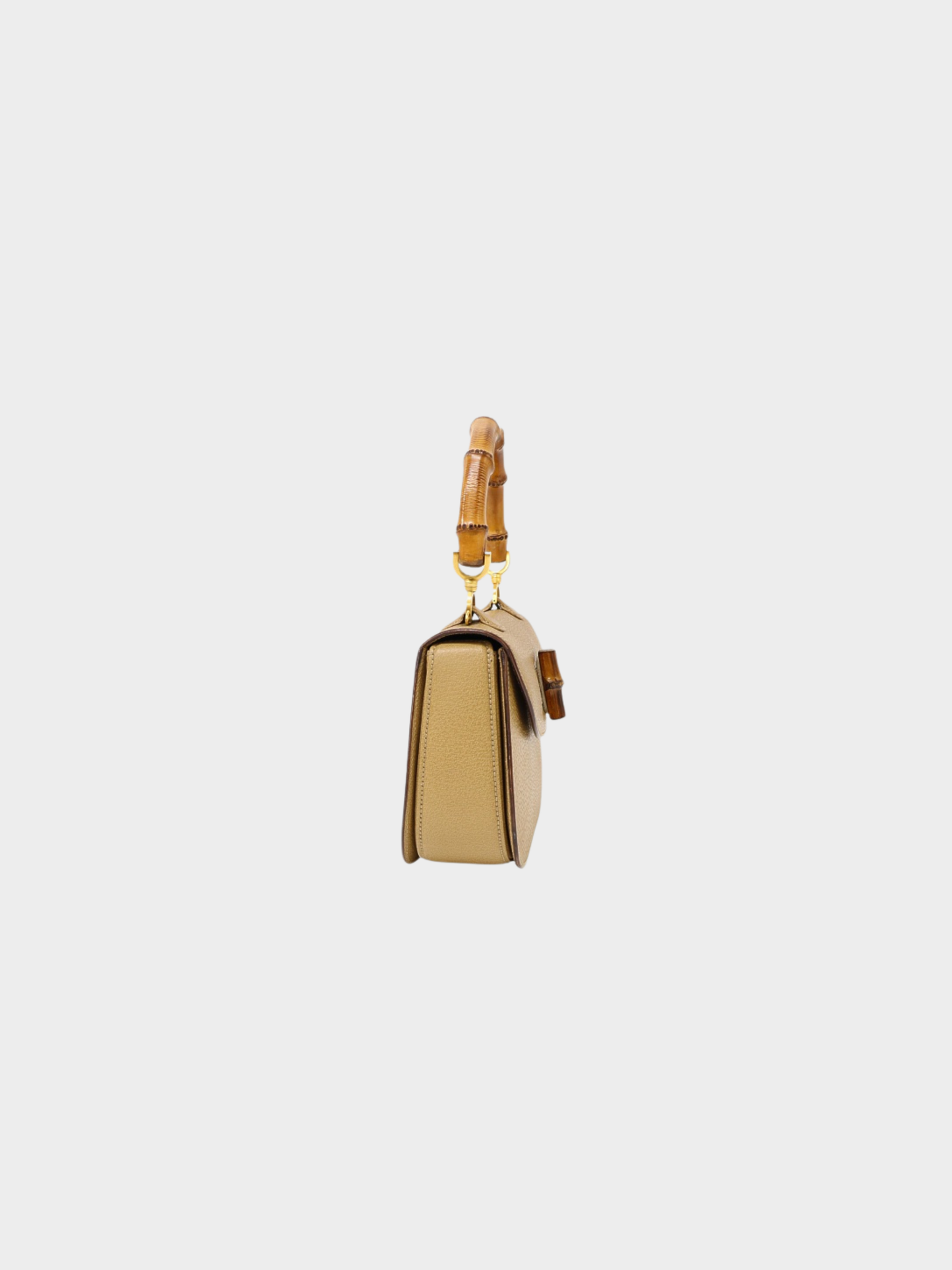 Gucci 2000s Beige Leather Bamboo Turn Lock 2-Way Bag