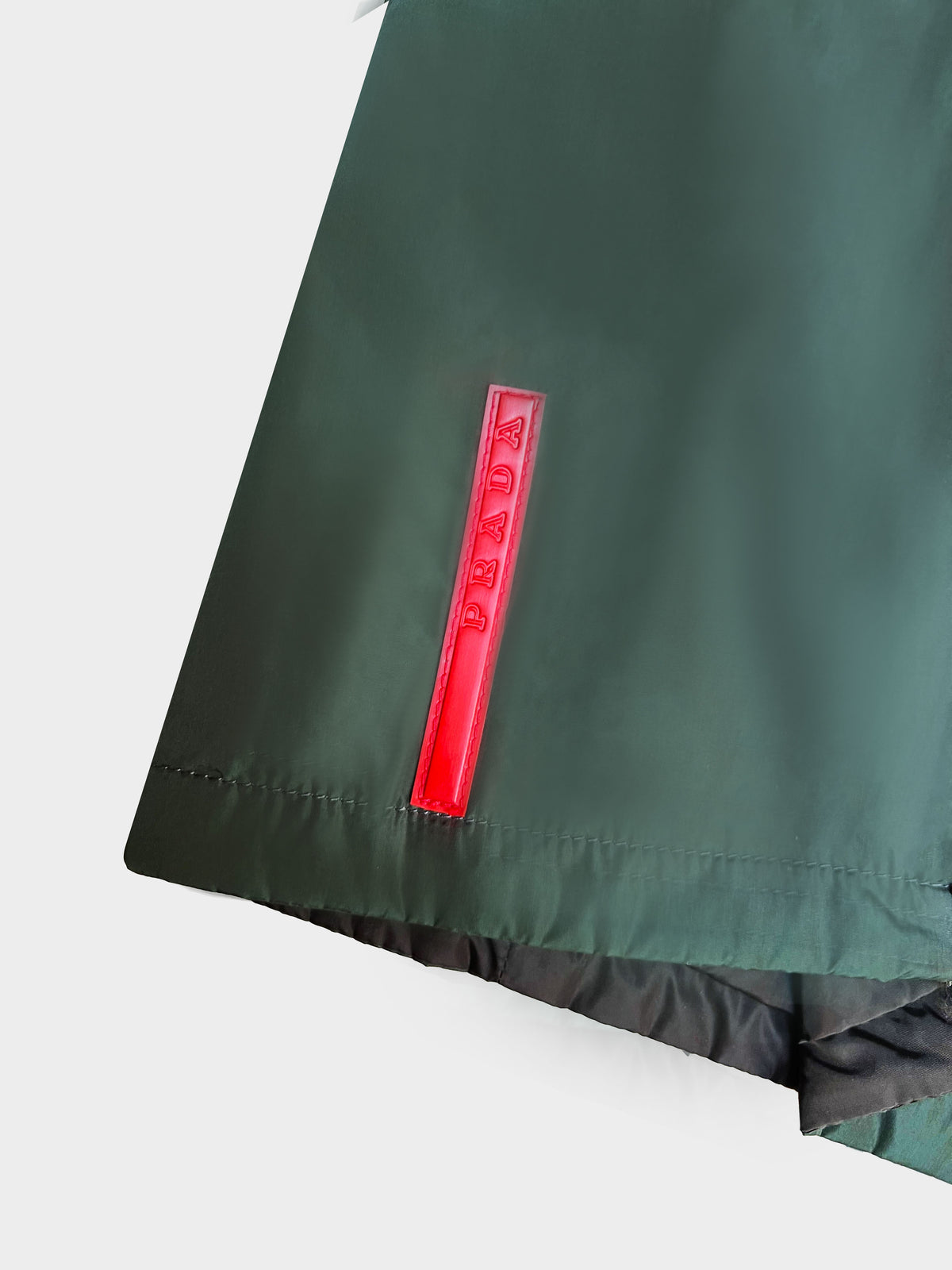 Prada 1999 Khaki Green Nylon Zipper Skirt