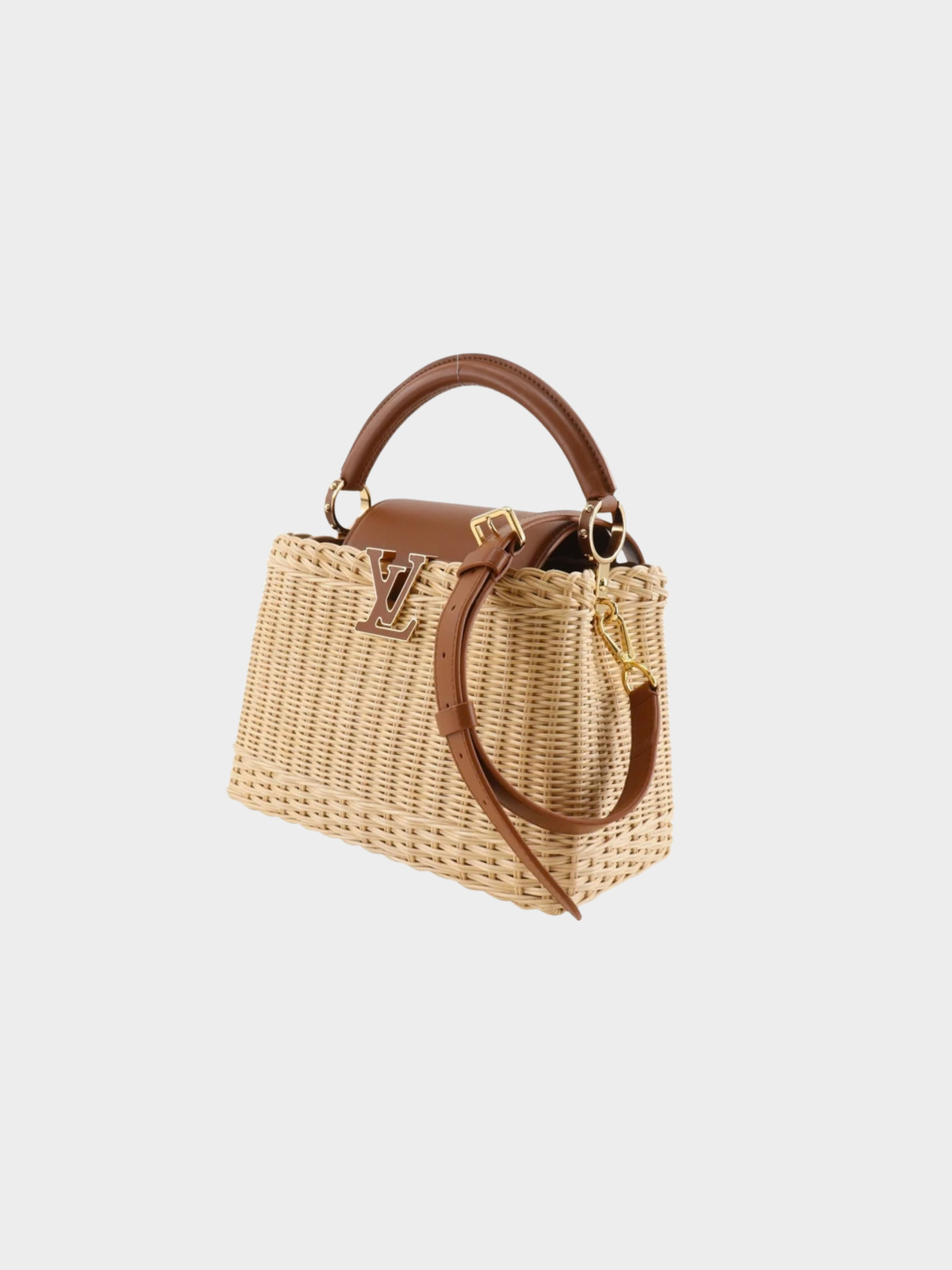 Louis Vuitton 2020s Natural Rattan Calfskin Capucines BB Handbag