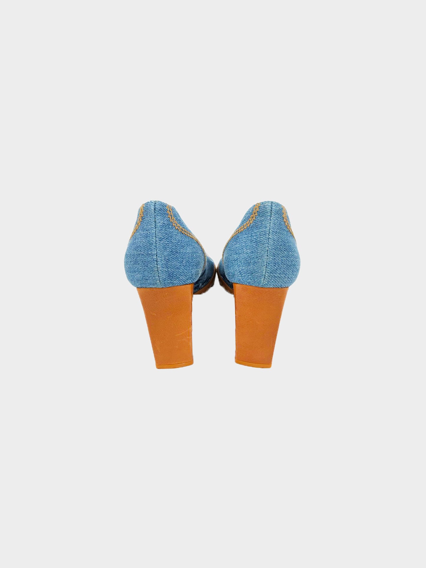 Christian Dior SS 2005 Denim and Leather Embroidered Pumps
