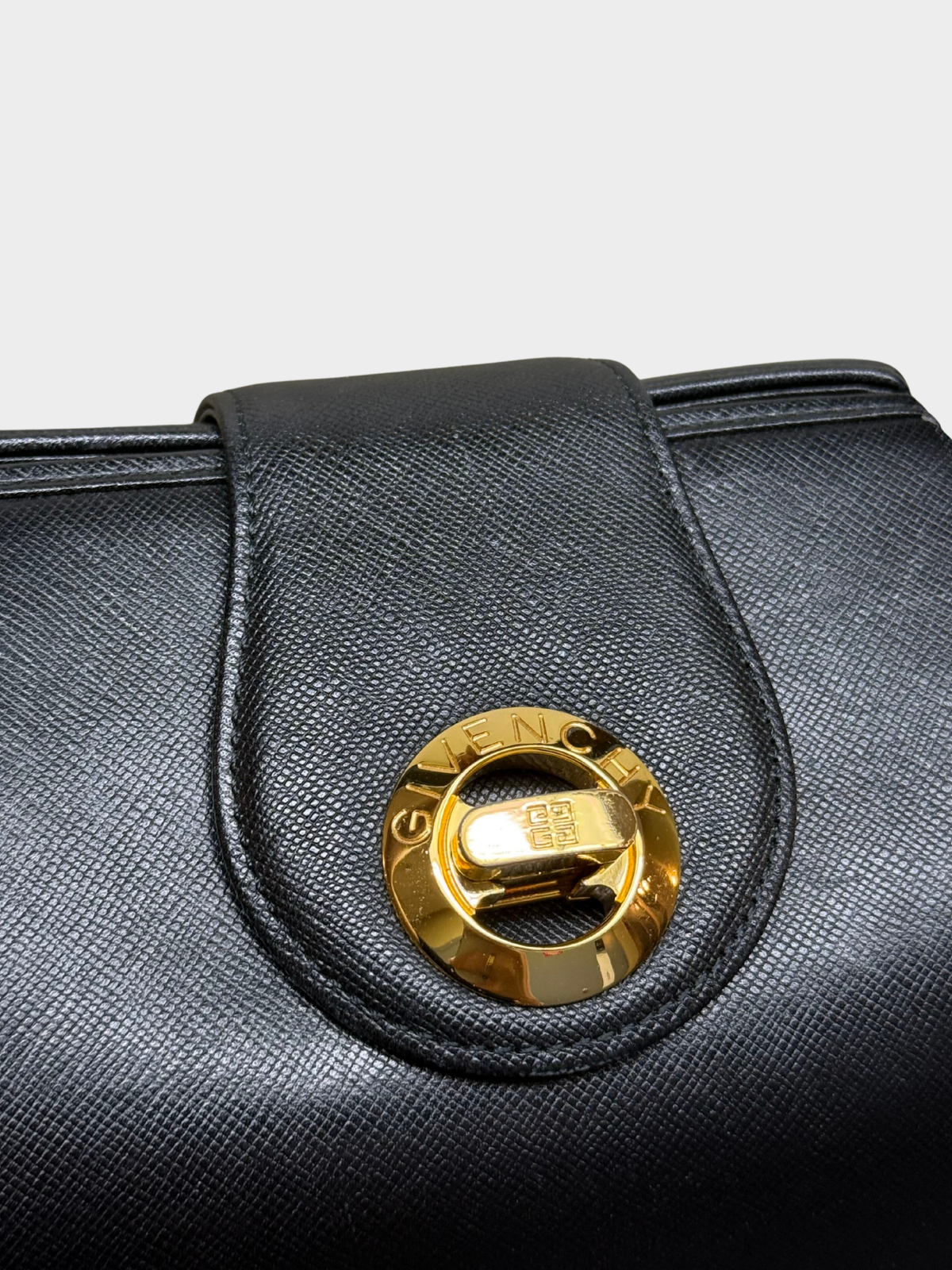 Givenchy 1990s Black Saffiano Leather 4G Turn-Lock Box Bag