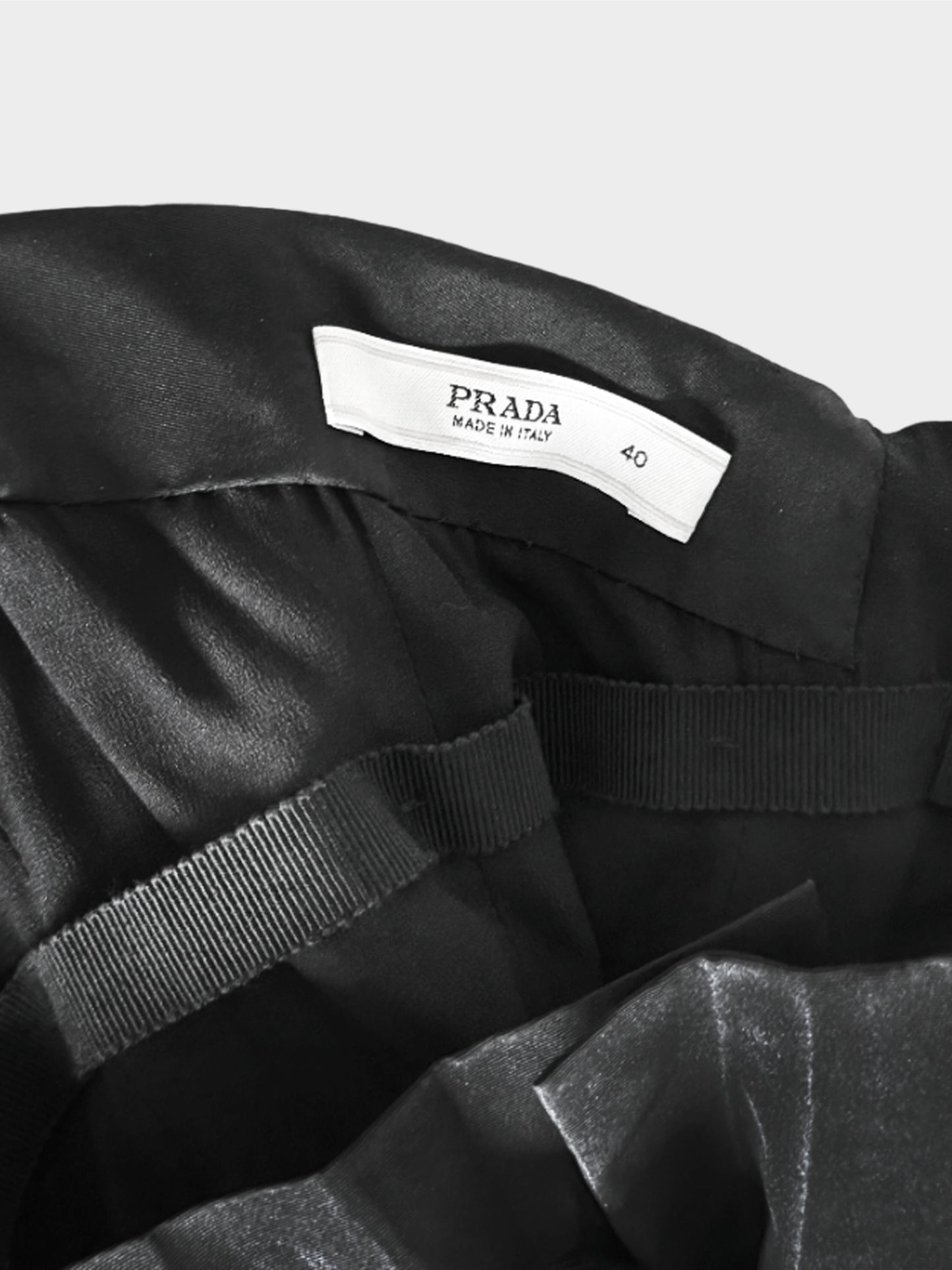 Prada 2000s Black Nylon Pleated Bustier Tube Dress