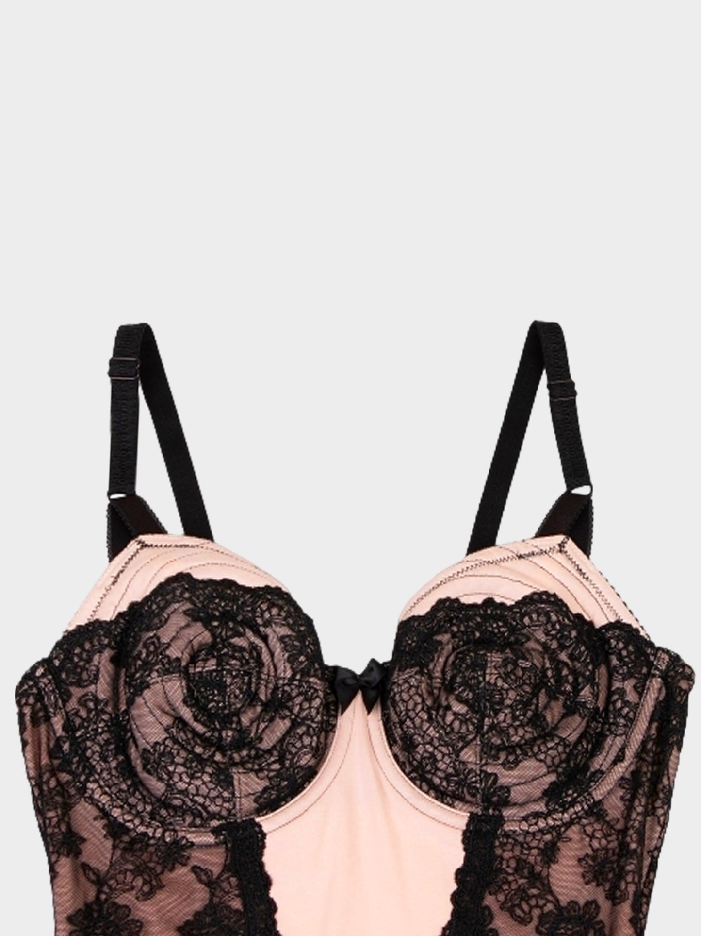 Jean Paul Gaultier 2000s Pink and Black Floral Lace Bodysuit