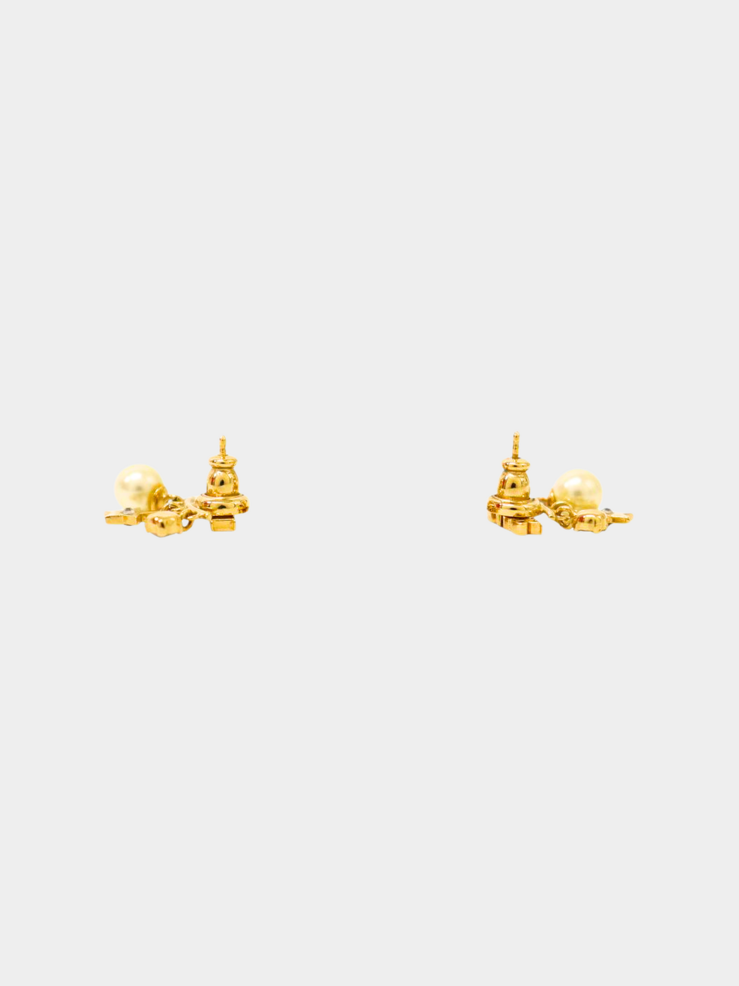 Christian Dior 2010s Gold Dio(r)evolution Pearl Stud Earrings
