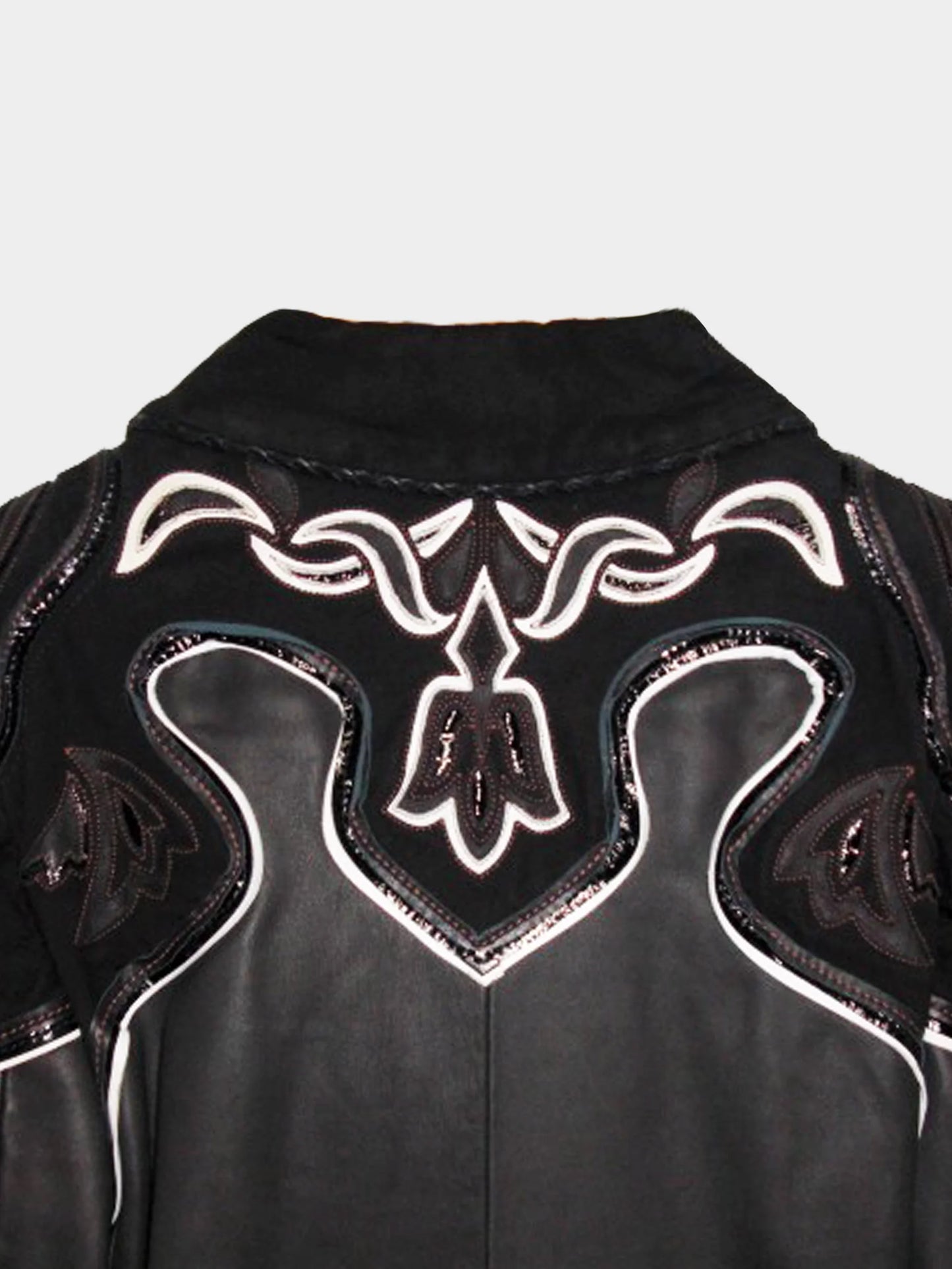 Roberto Cavalli 2000s Just Cavalli Black Leather and Suede Jacket and Mini Skirt Set