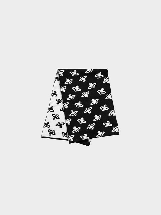 Vivienne Westwood 2000s Black and White Contrast All-over Orb Pattern Print Muffler/Scarf