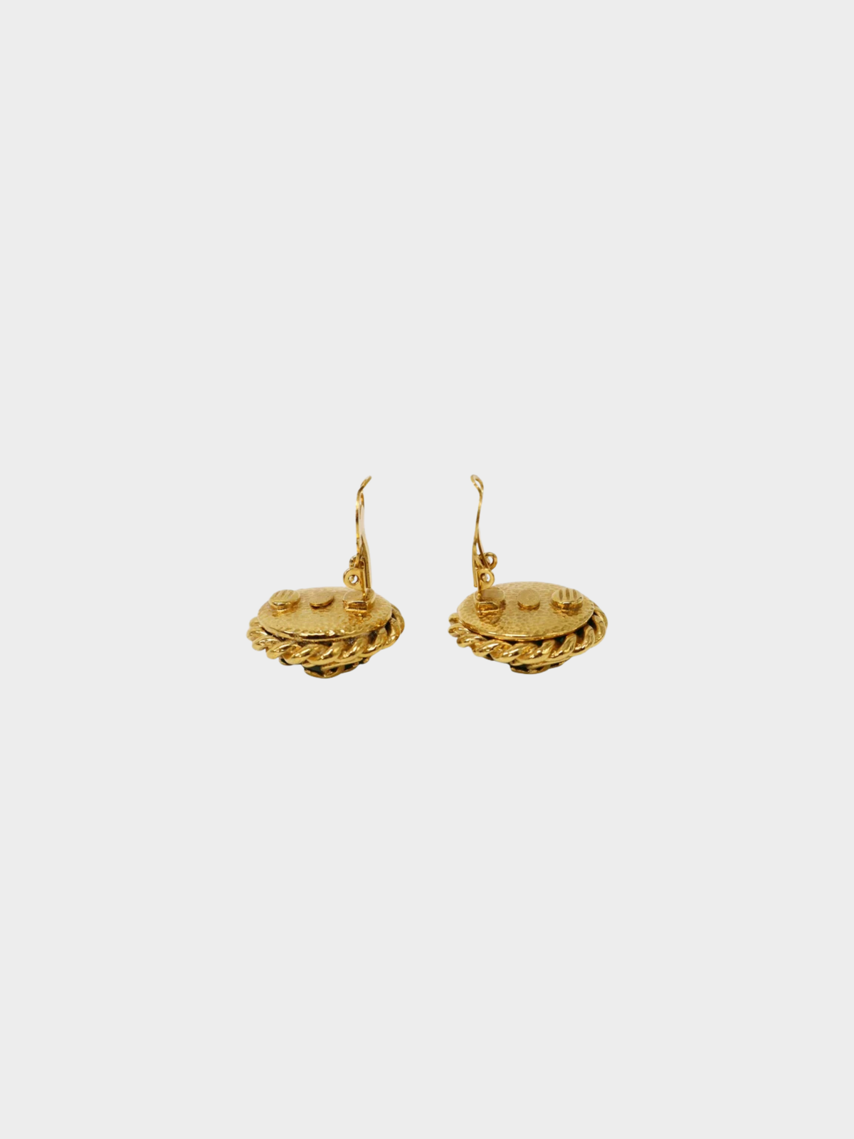 Chanel 1995 Gold Green Coco Earrings