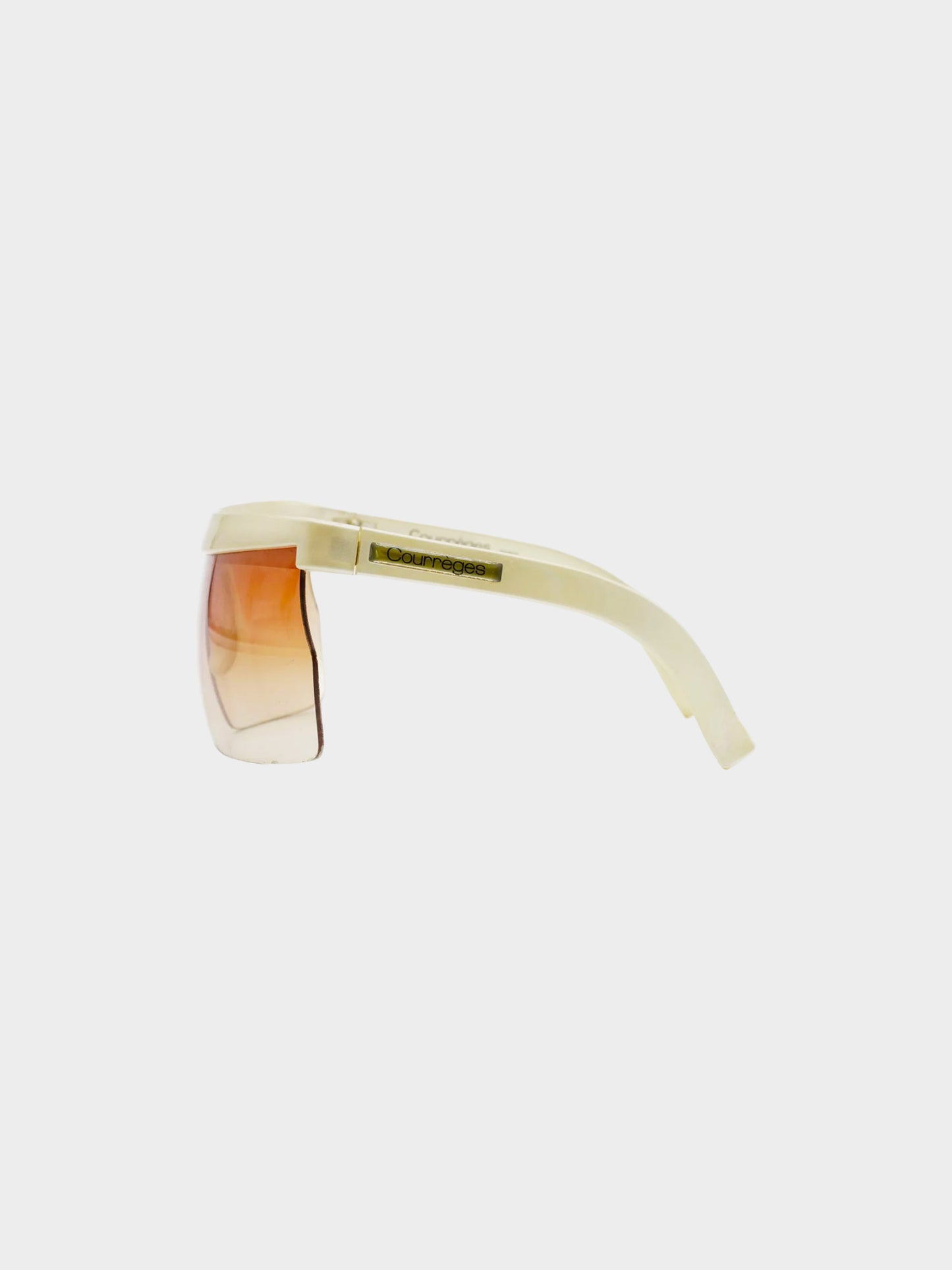 Courrèges 1980s Off White Plastic Half Frame Futuristic Sunglasses