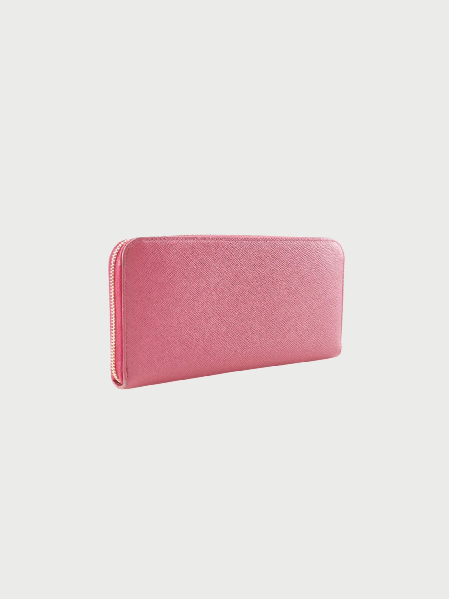 Prada 2010s Pink Saffiano Leather Ribbon Wallet