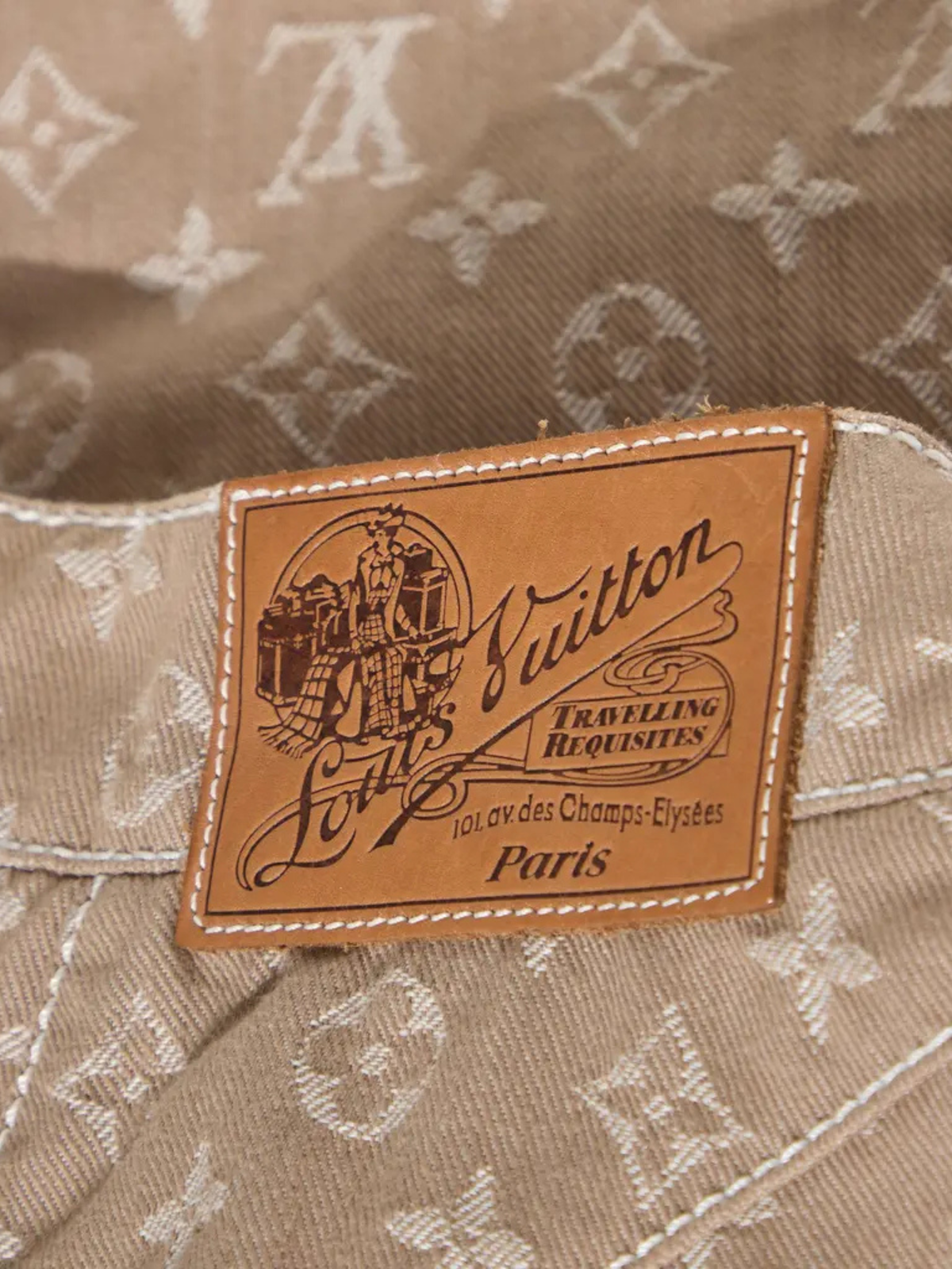 Louis Vuitton 2000s Beige Cotton Monogram Mid-Length Skirt