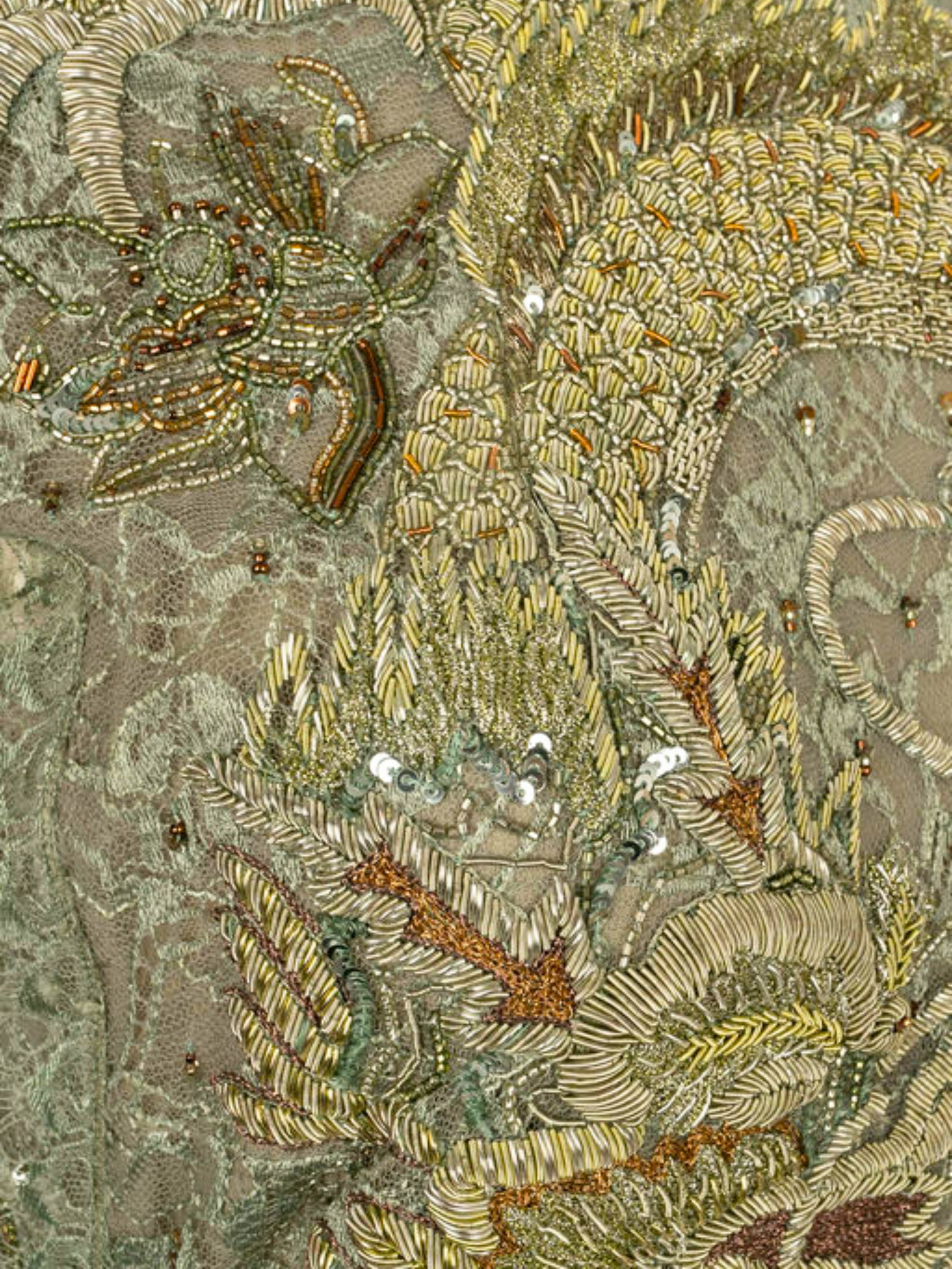 Emilio Pucci 2000s Green Lace Embroidered Asian Dragon Dress
