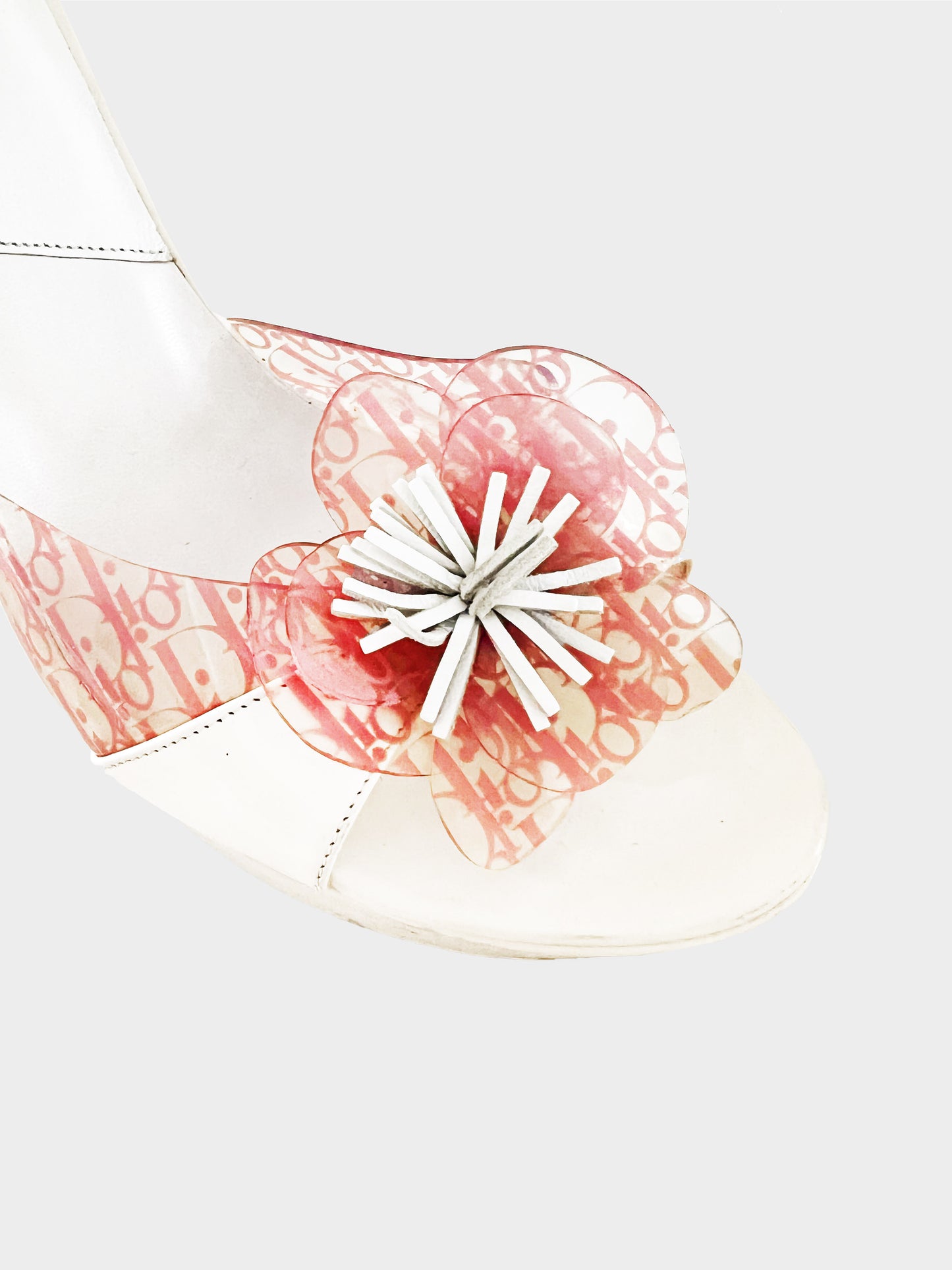 Christian Dior by John Galliano 2000s Patent Leather Monogram Flower Heeled Mules