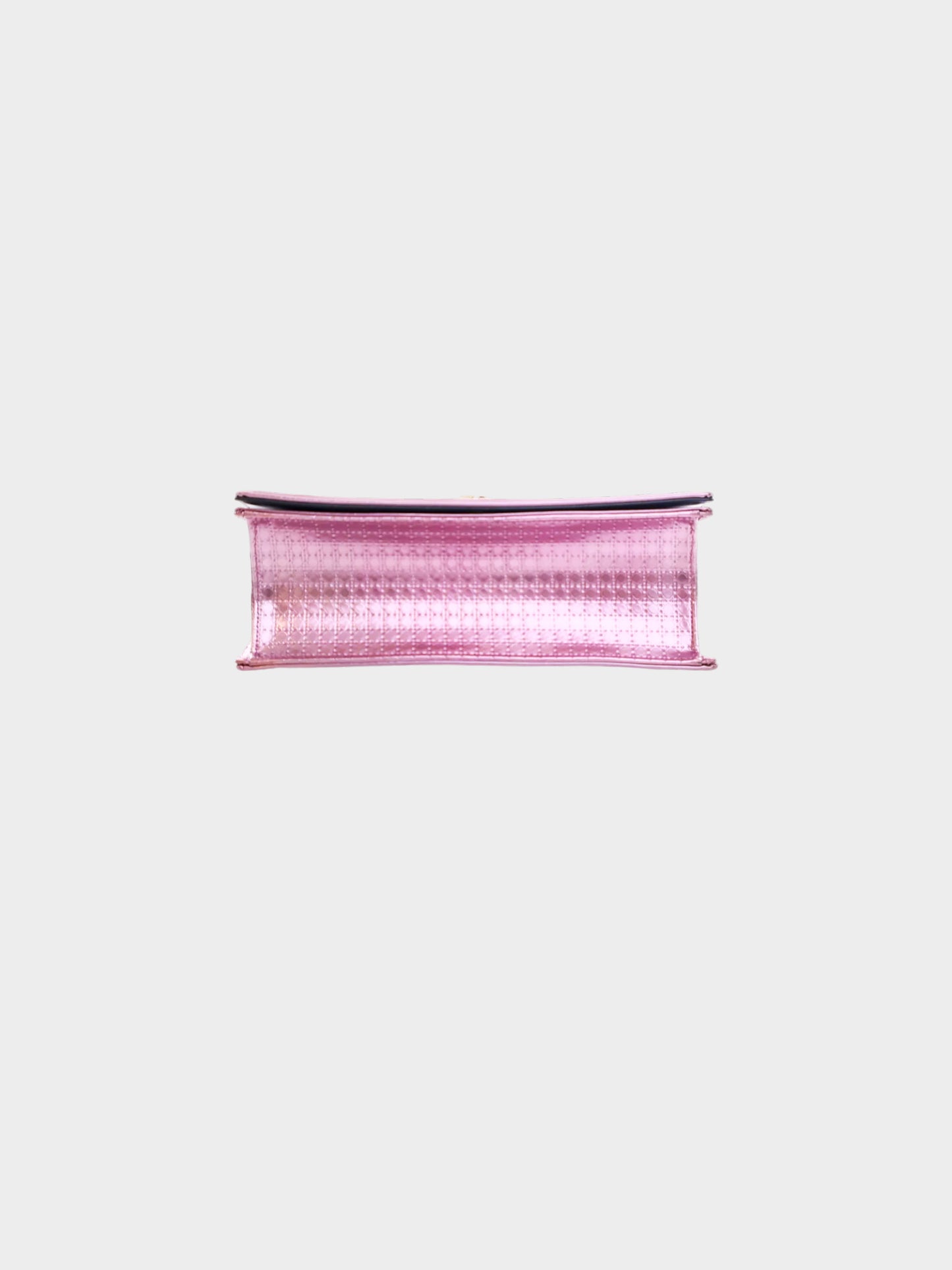 Christian Dior 2018 Metallic Pink Patent Leather Diorama Medium Flap Bag