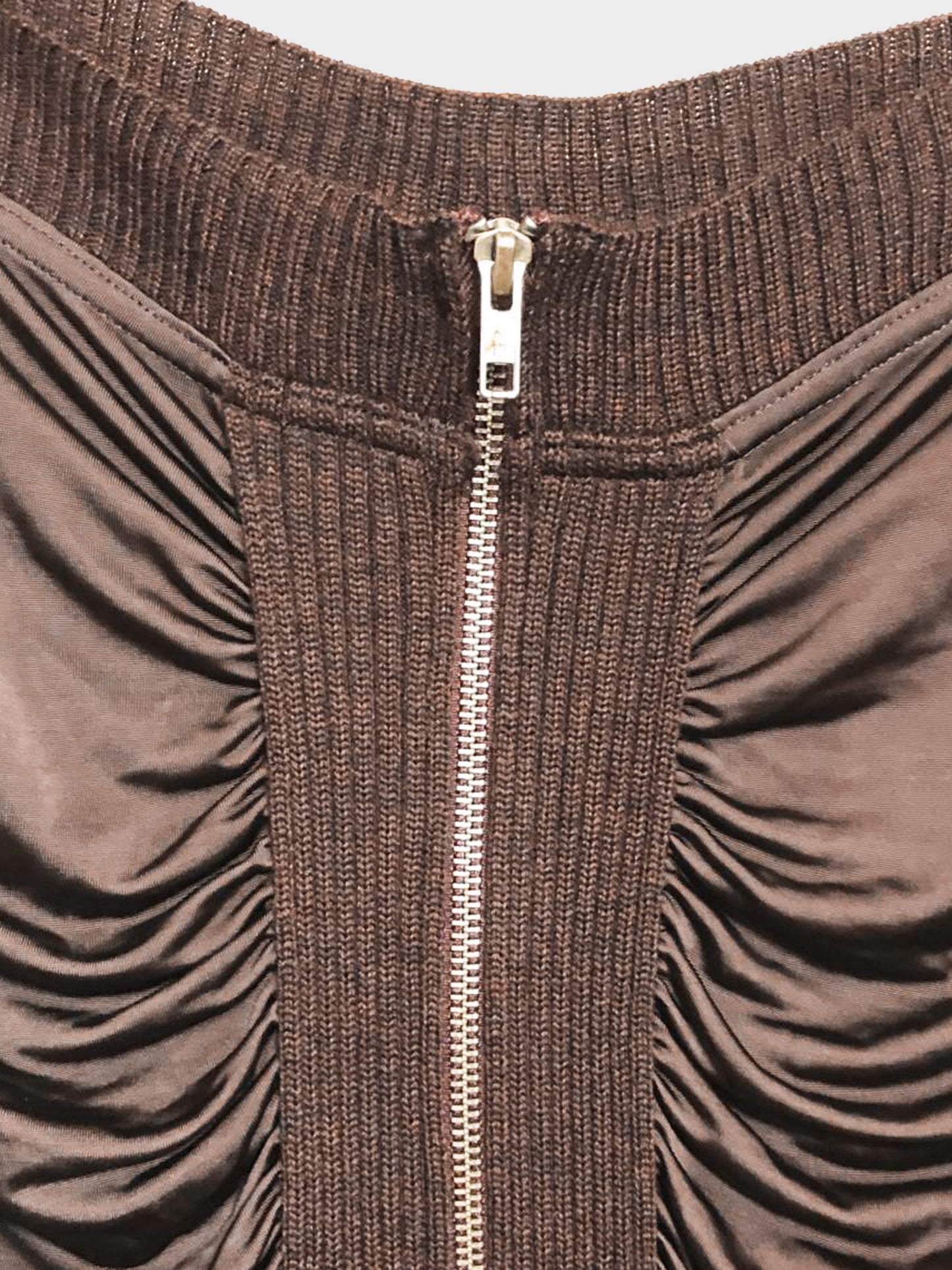 Jean Paul Gaultier 2000s Brown Shirred Fitted Long Skirt