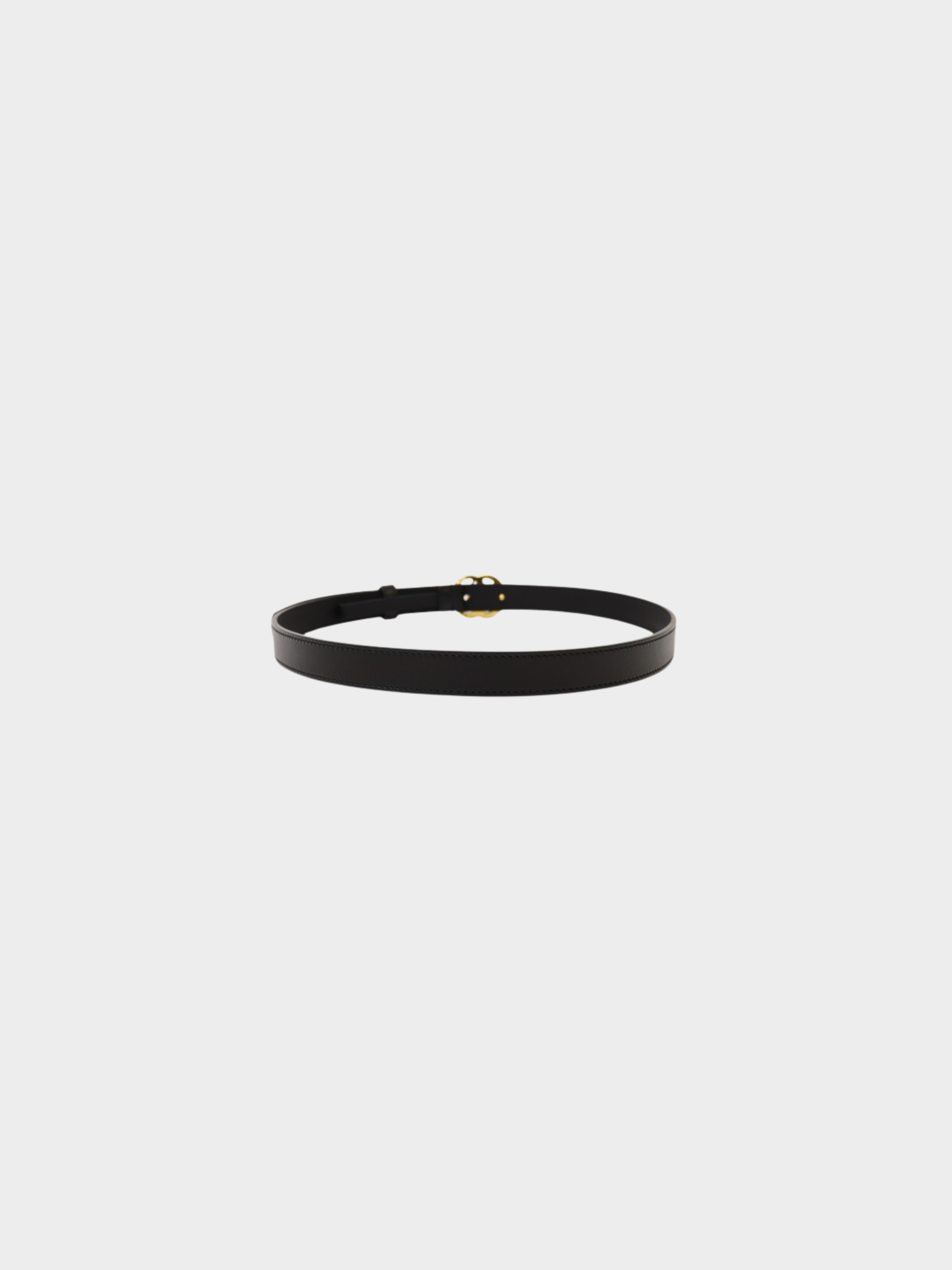 Gucci 2010s Black Leather Gold Double G Slim Belt