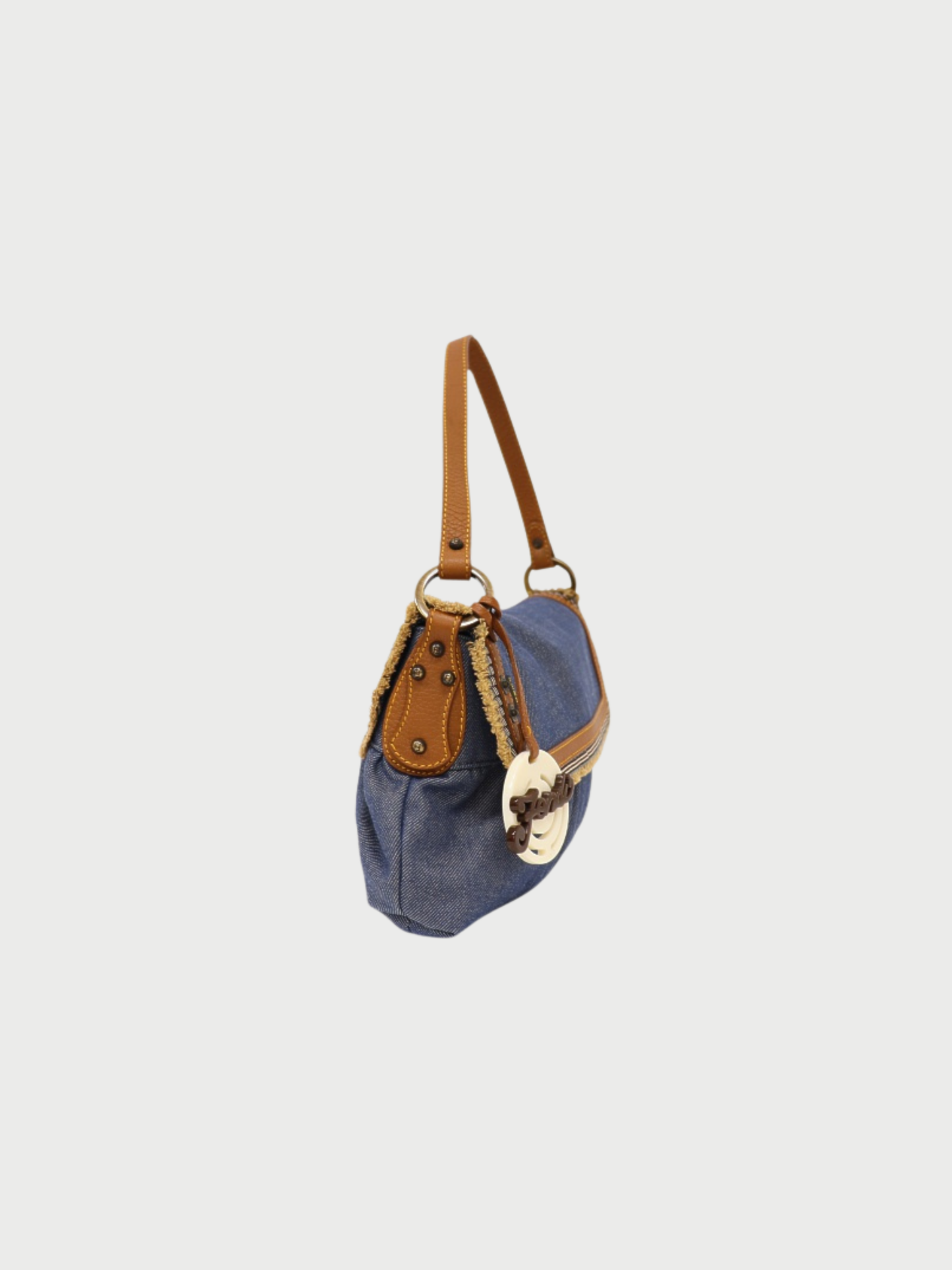 Fendi 2000s Blue Denim Leather One-Shoulder Bag