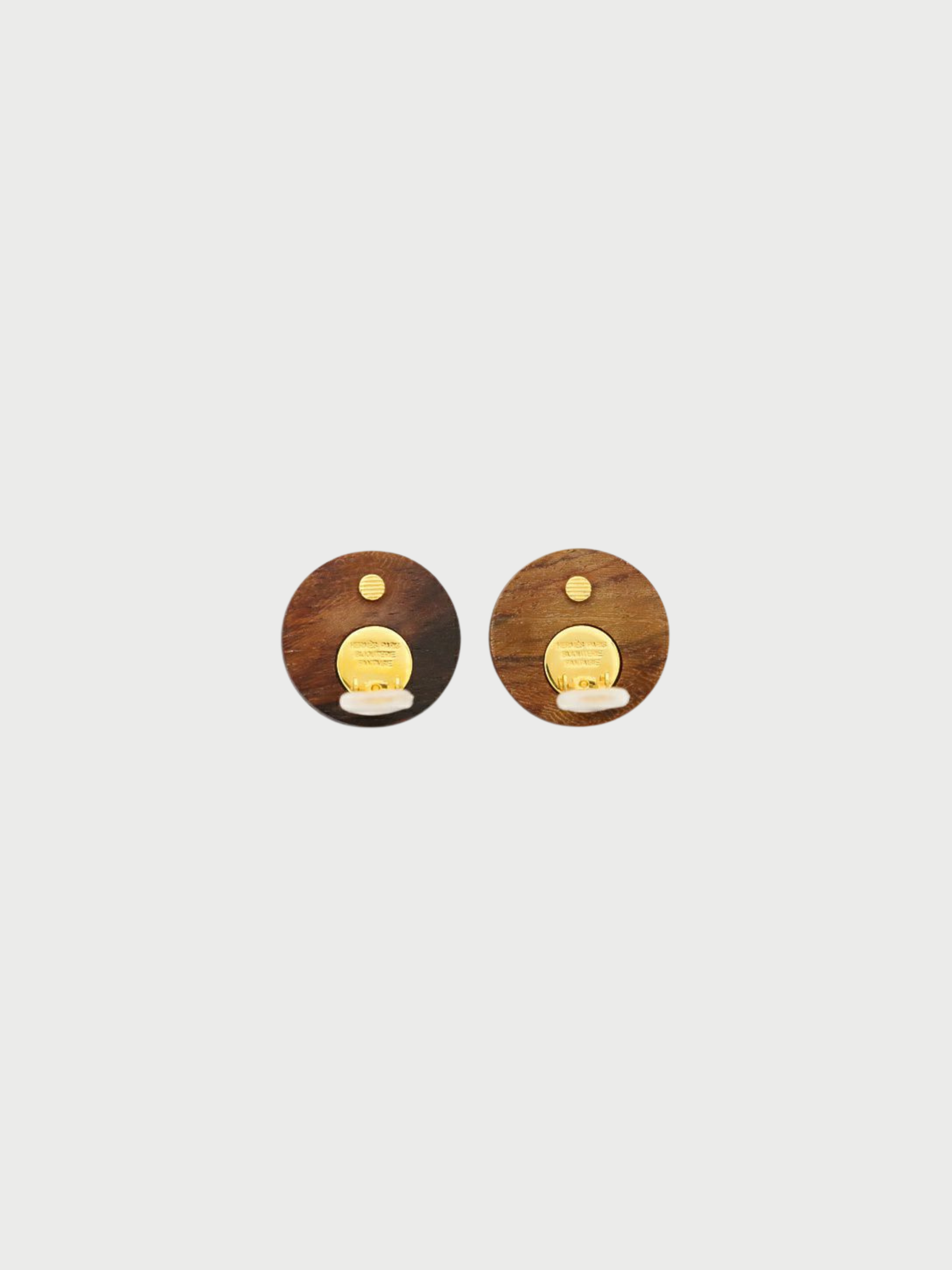 Hermès 2000s Gold Brown Plated Metal Sellier Earrings