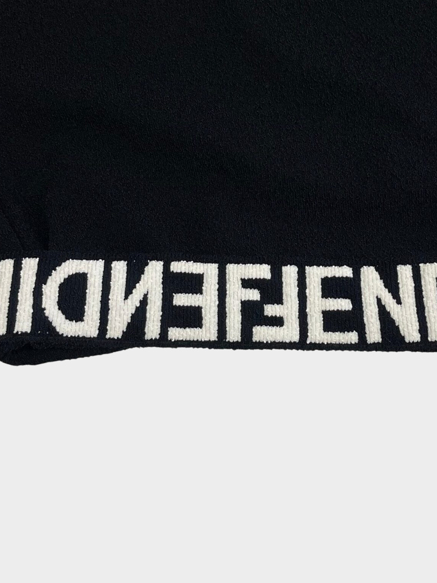 Fendi 2020s Black Knit Asymmetrical Logo Hem Sweater