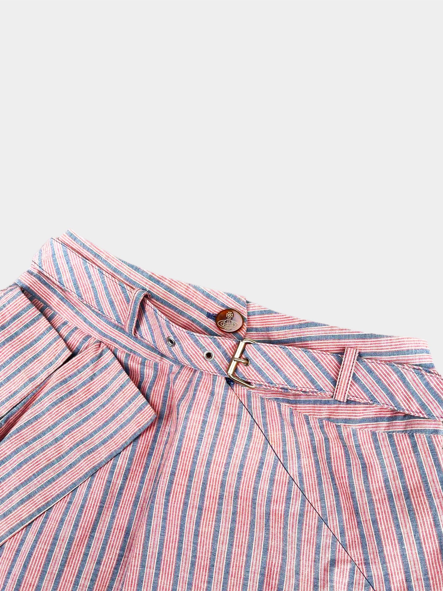 Vivienne Westwood 2004 Striped Deformed Linen Skirt