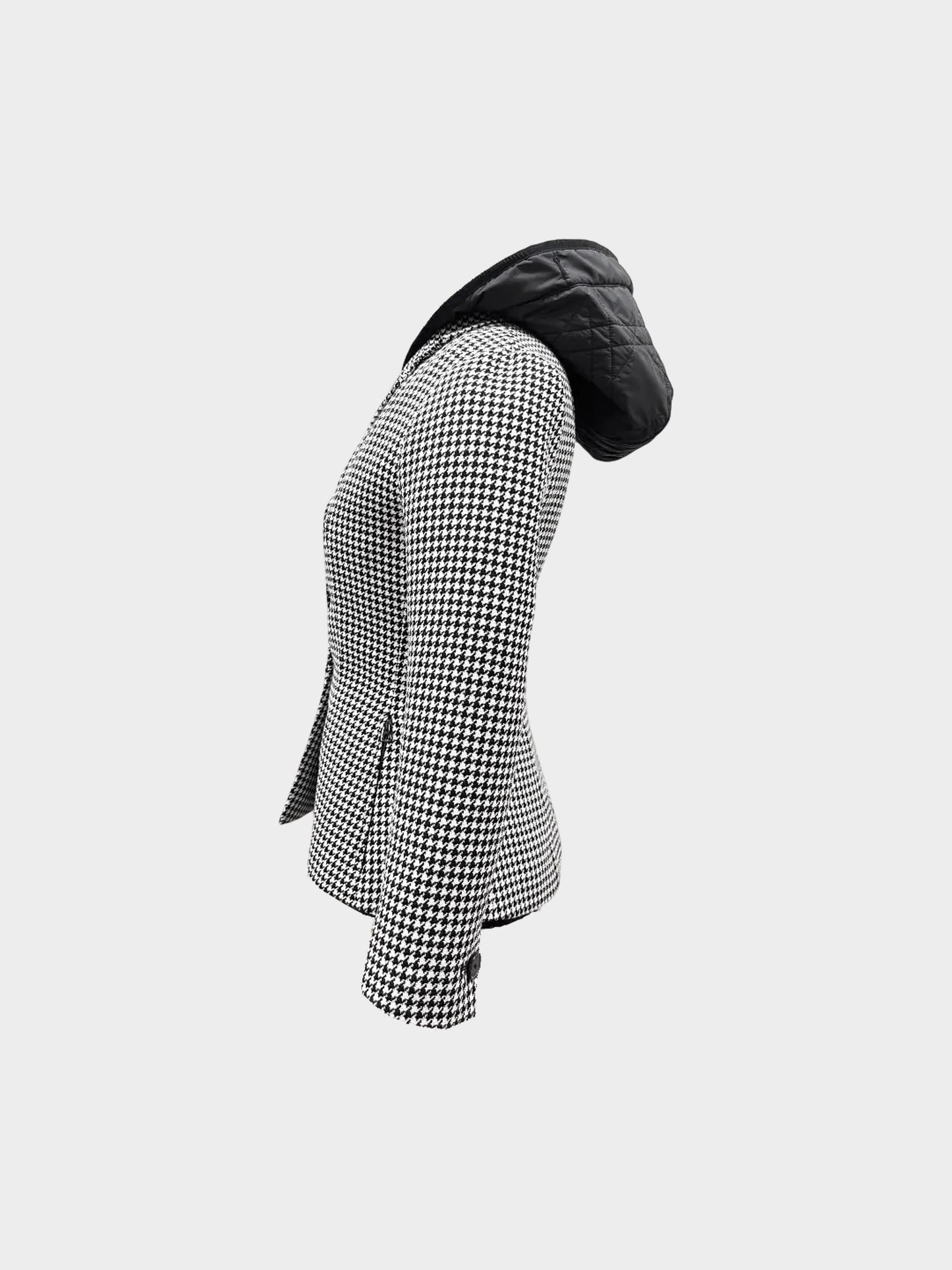 Christian Dior 2020s Black and White Wool Houndstooth Blazer with Hooded Liner