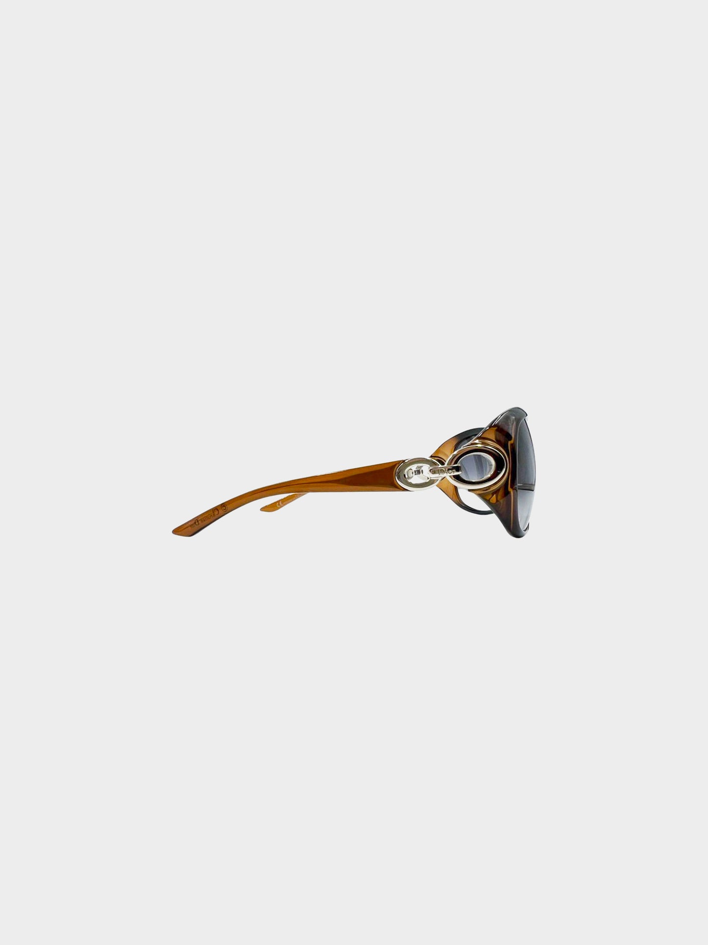 Christian Dior 2000s Brown Lady 1F/S Oversized Sunglasses