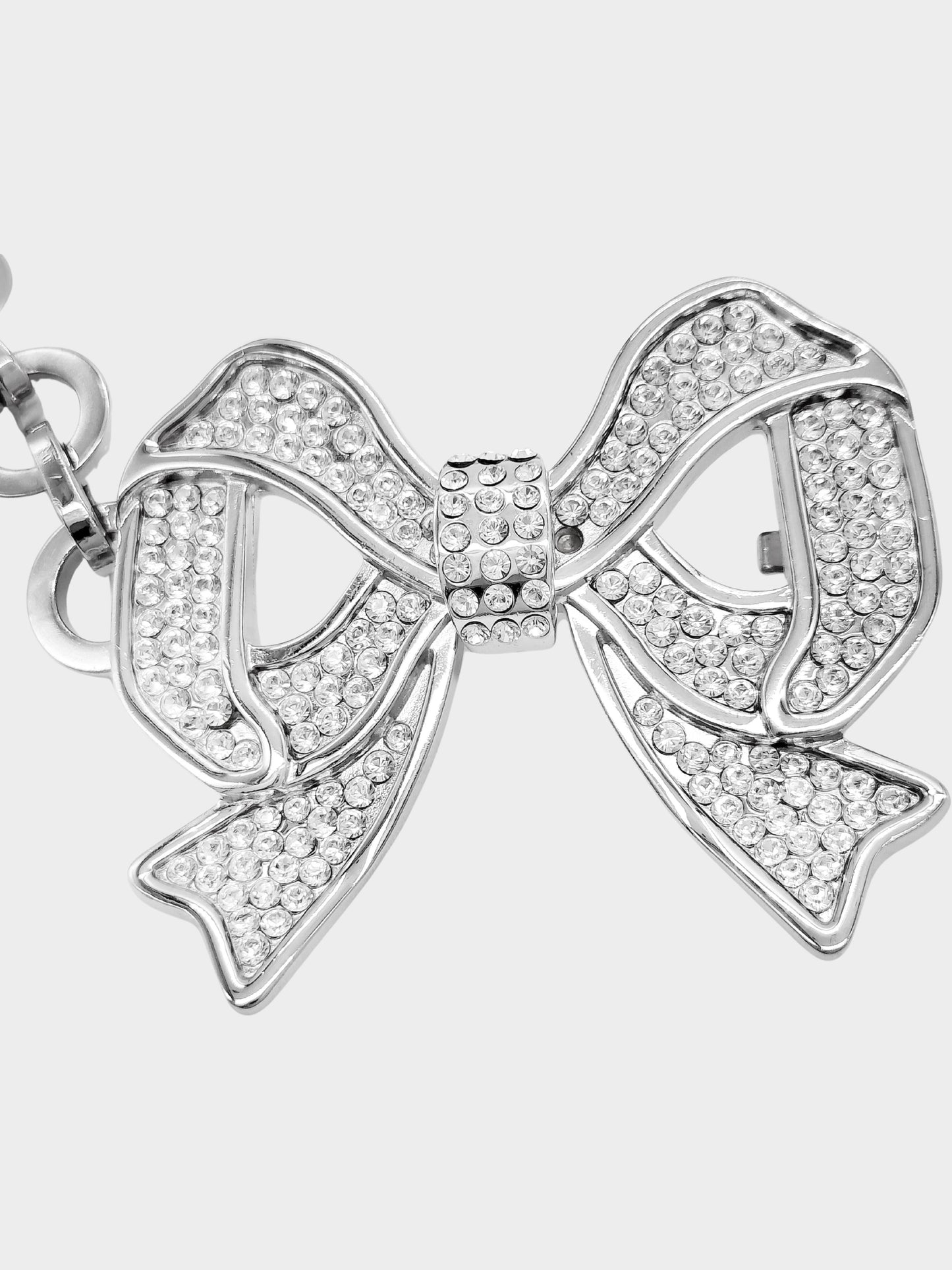 Valentino 2000s Silver Ribbon Rhinestone Chain Belt