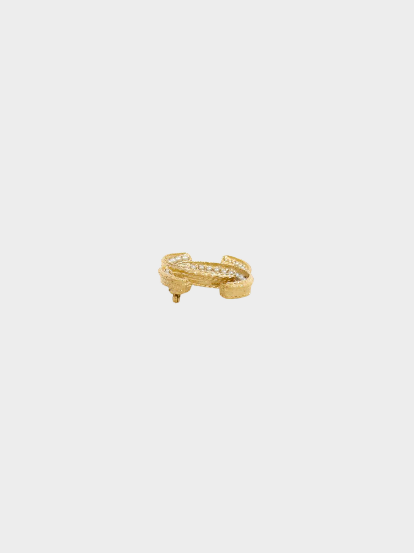 Chanel 1990s Coco Mark Gold Pearl Brooch