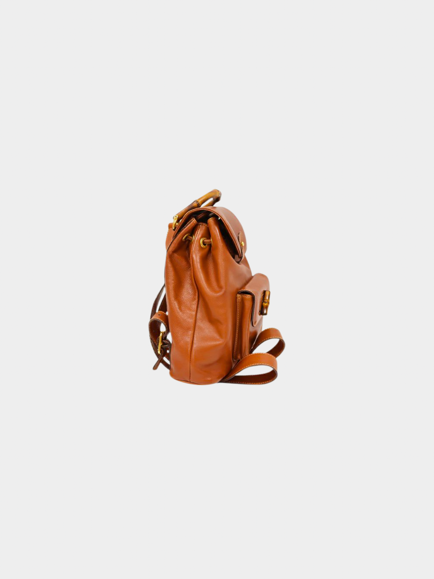 Gucci 1990s Brown Bamboo Leather Backpack