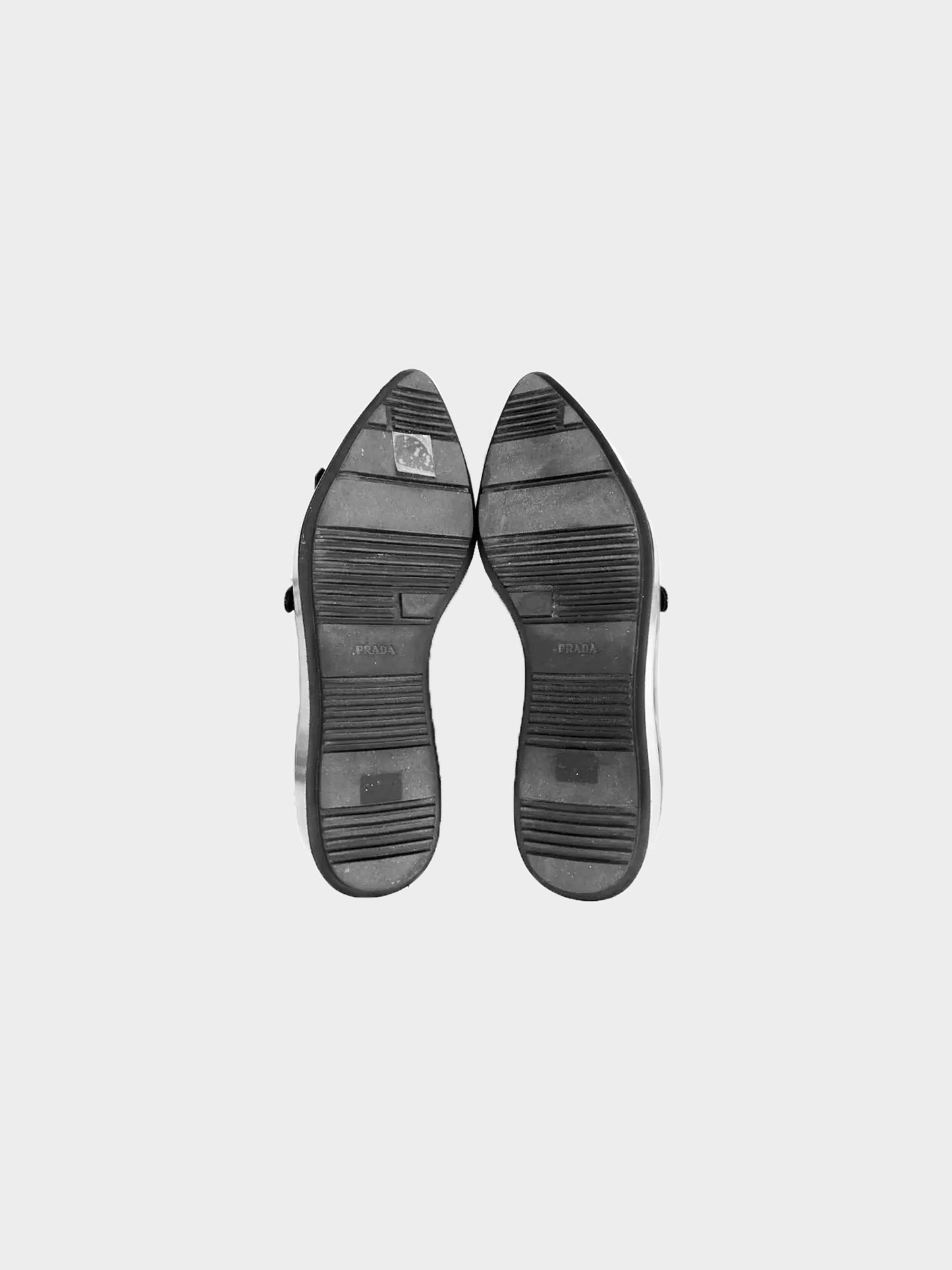 Prada 2020s Black Leather Pointed-toe Creeper Loafers