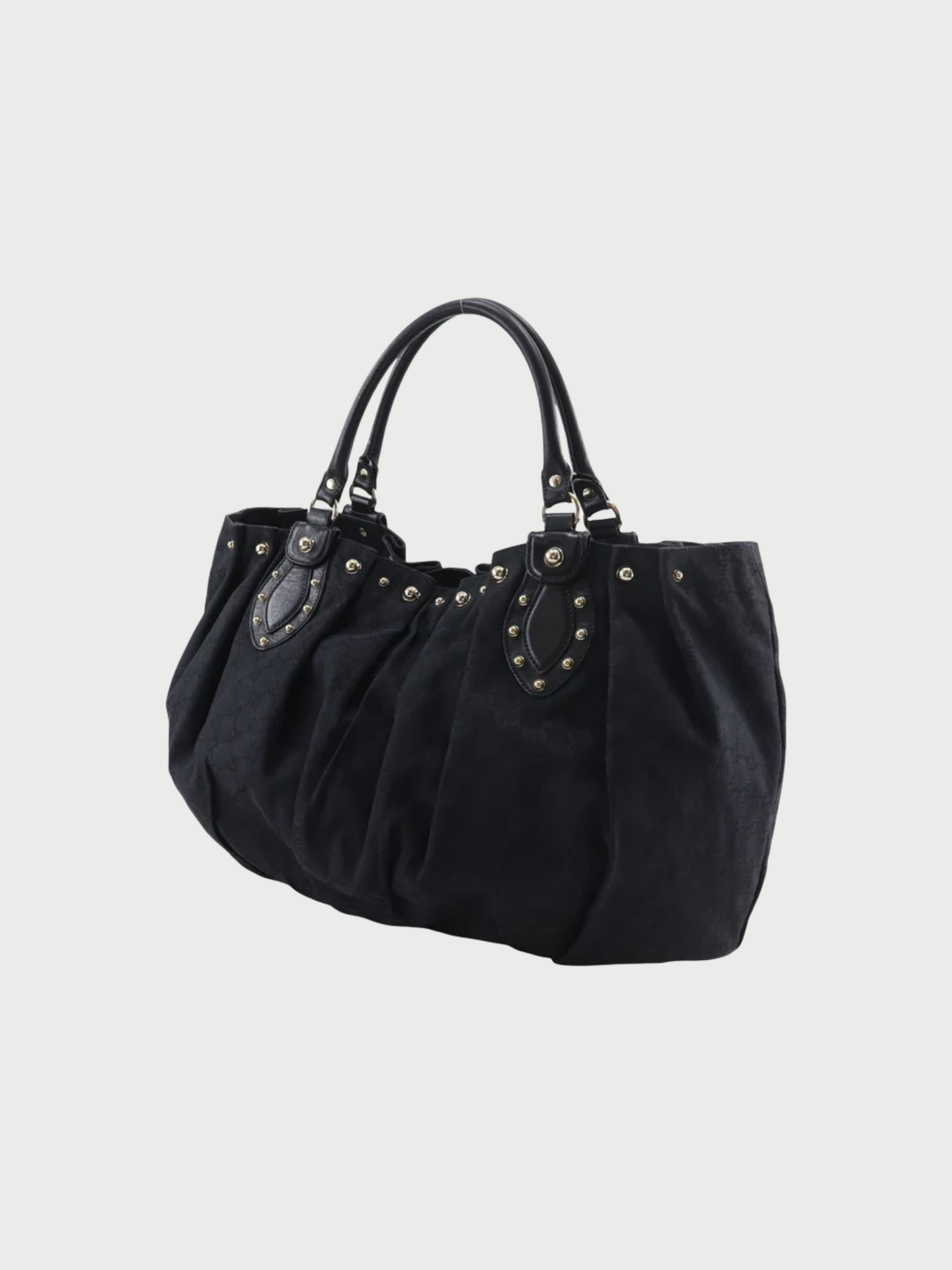 Gucci 2000s Black GG Canvas Studded Tote Bag