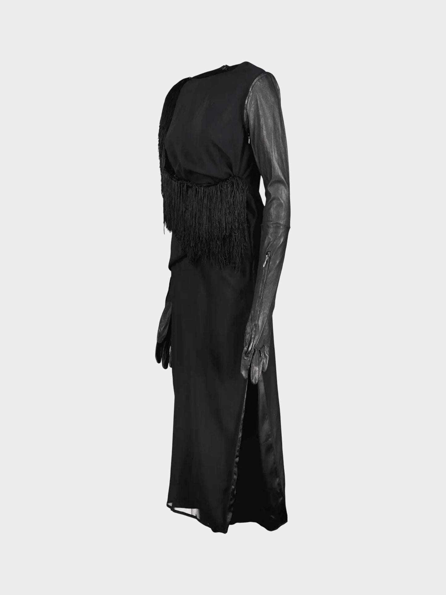 Maison Martin Margiela FW 2011 Runway Black Jacket Overlay Long Dress with Glove Sleeves