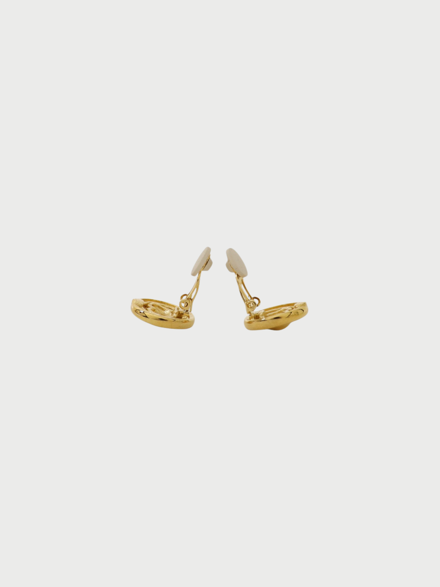 Givenchy 1990s Gold Plated Metal Logo Heart Earrings