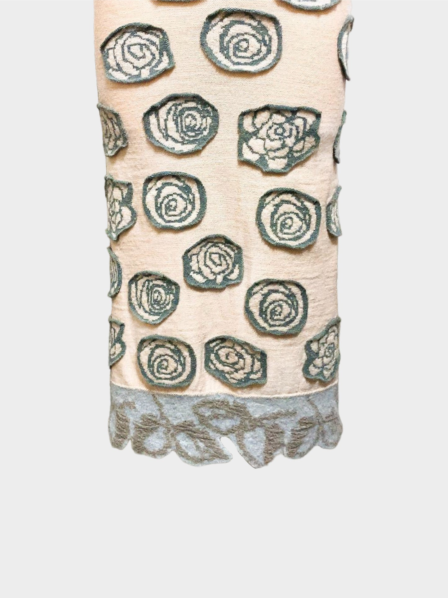 Issey Miyake Fall 2014 Rare HaaT Beige Floral Patchwork High Neck Backless Dress