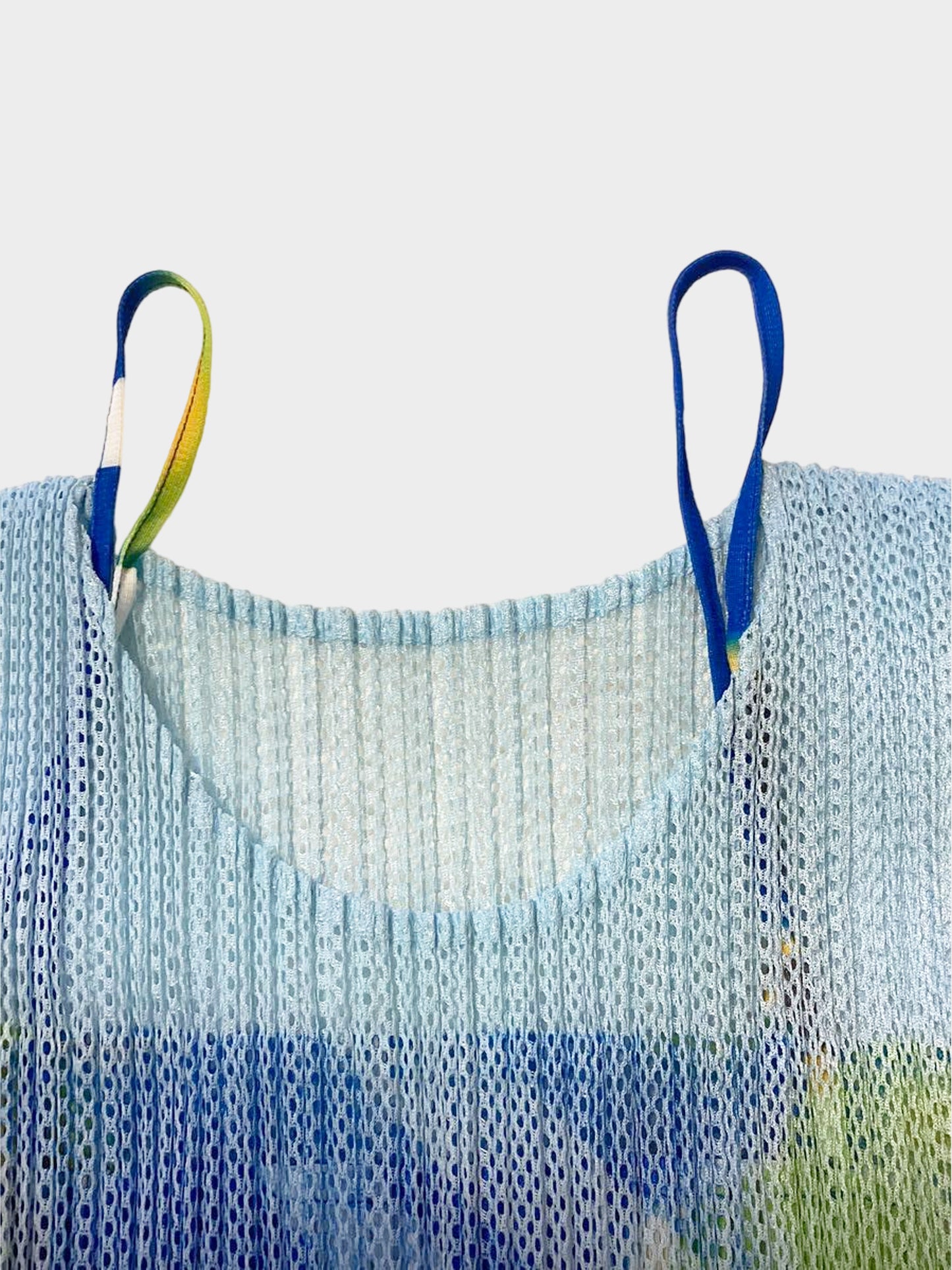 Issey Miyake Pleats Please SS 2011 Rare Blue and Yellow Cosmos Print Top and Skirt Set