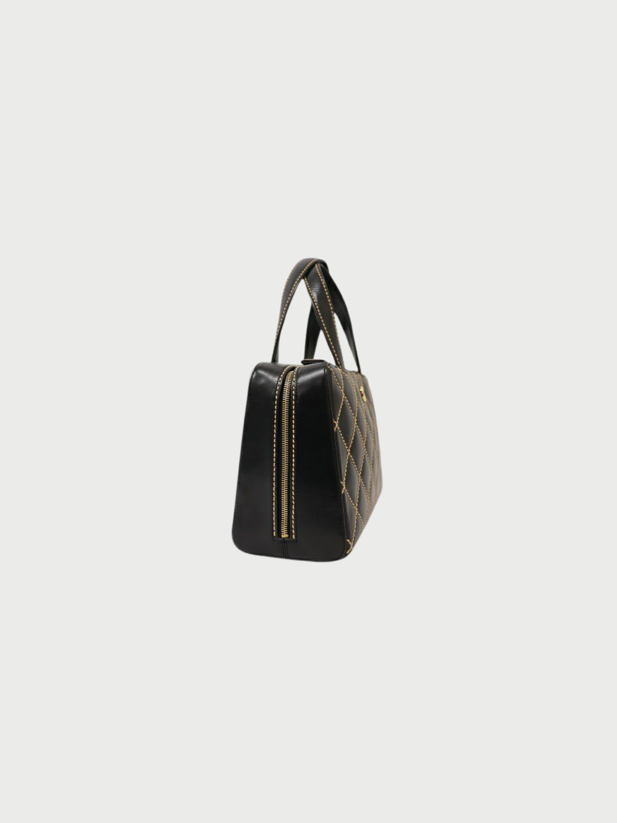 Chanel 2000s Black Leather Wild Stitch Tote Bag