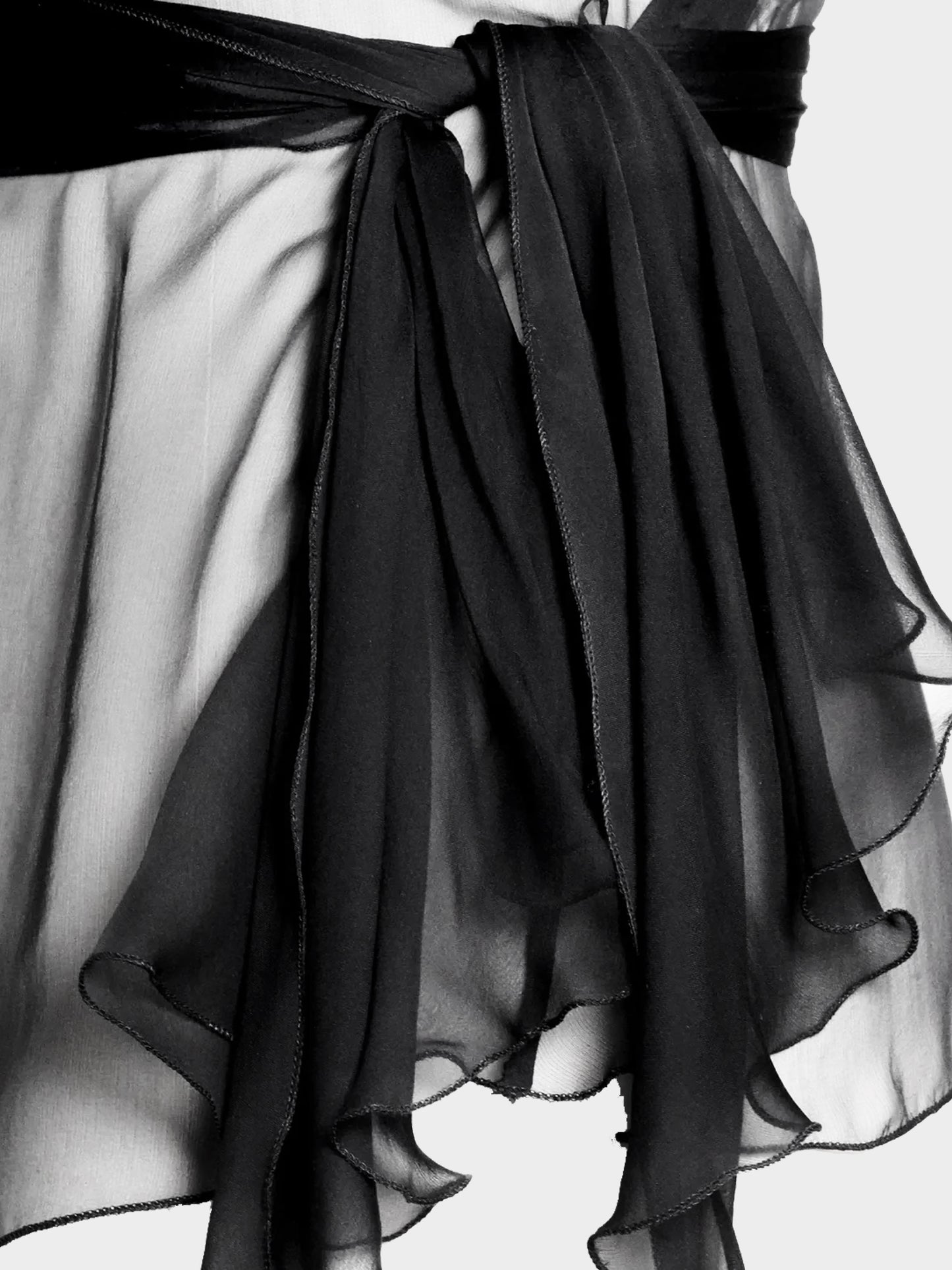 Versace 2000s Black Sheer Pleated Silk Top
