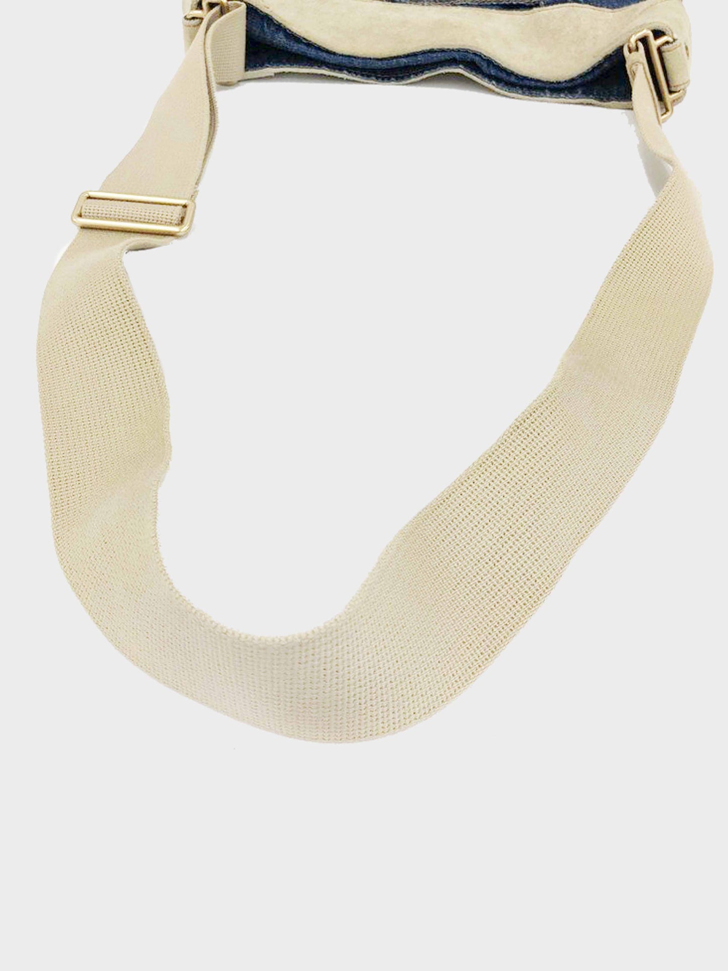 Yves Saint Laurent 1990s Denim and Beige Suede Shoulder Bag