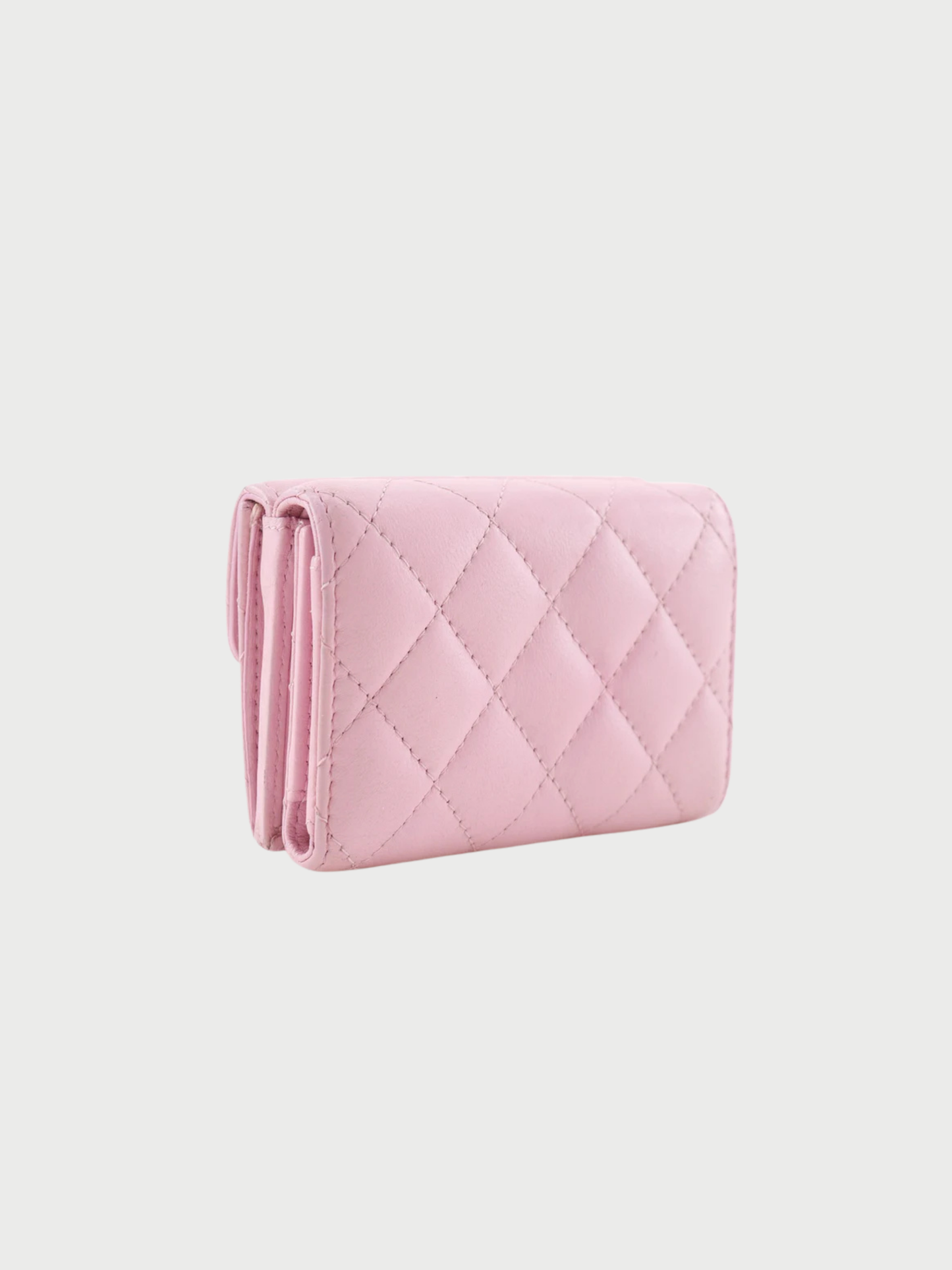 Chanel 2020s Gold Lambskin Matelassé Small Flap Trifold Wallet