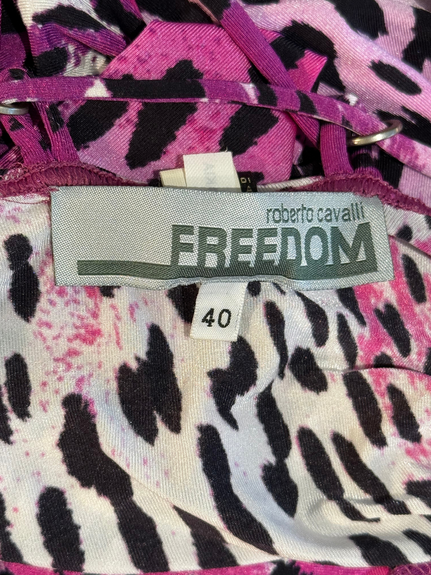 Roberto Cavalli Freedom 2000s Pink Leopard Open-Back Maxi Dress