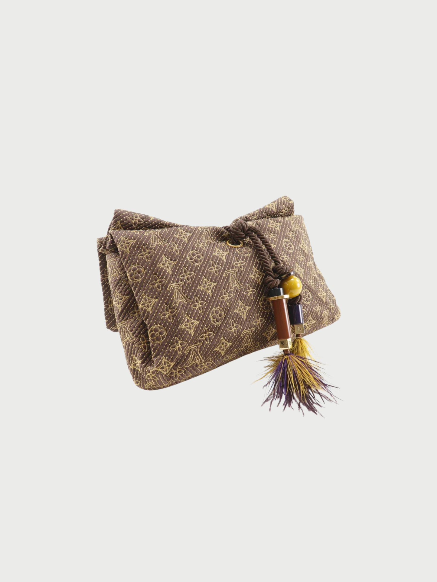 Louis Vuitton 2009 Brown Jacquard Monogram African Queen Clutch Bag