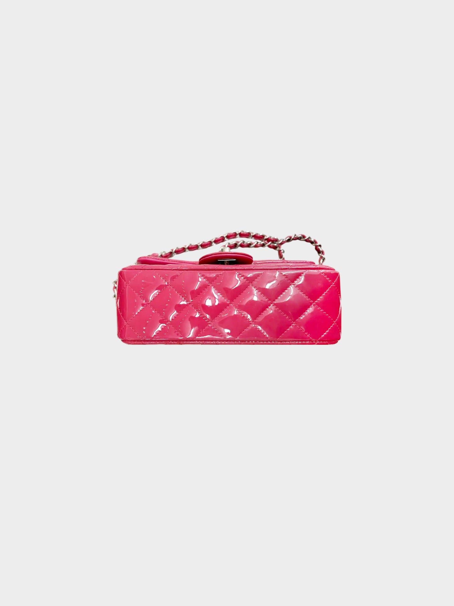 Chanel 2014 Lipstick Pink Patent Leather Mini Rectangular Flap Bag