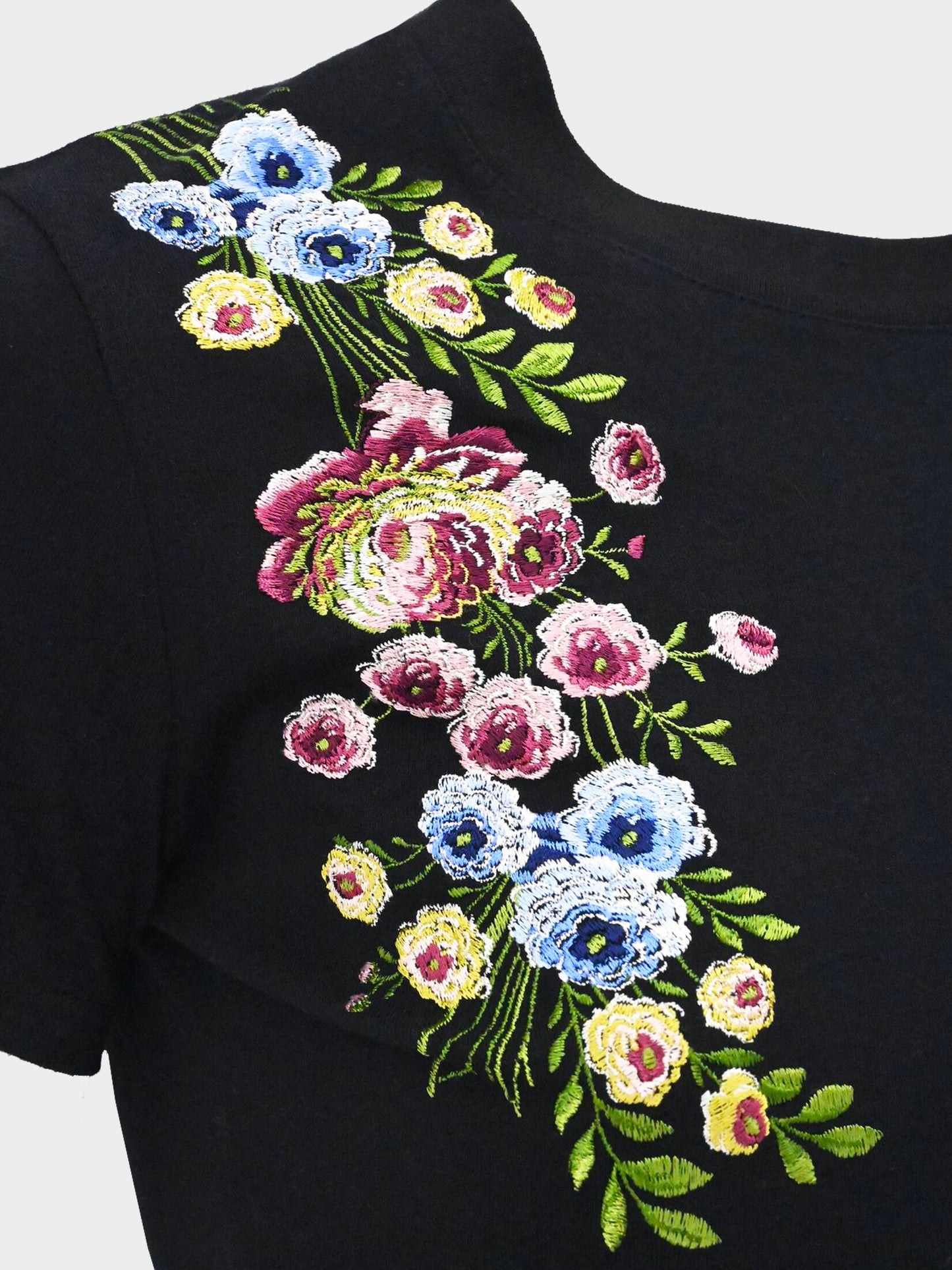 John Galliano 2003 Black Floral and Logo Embroidered Shirt