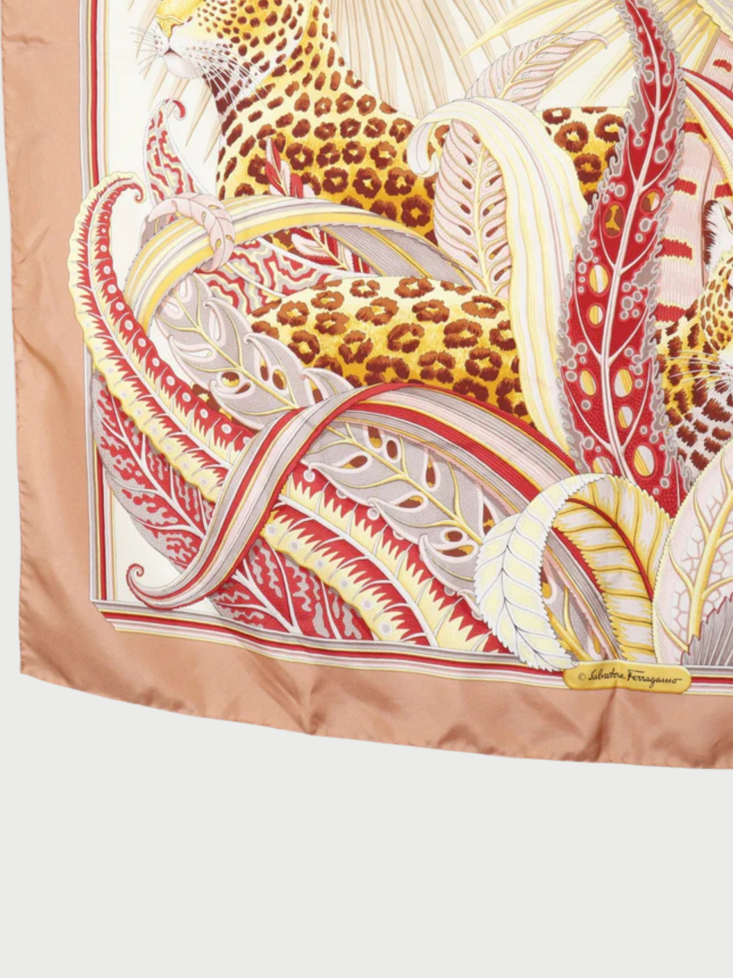 Salvatore Ferragamo 2000s Brown Leopard Silk Scarf